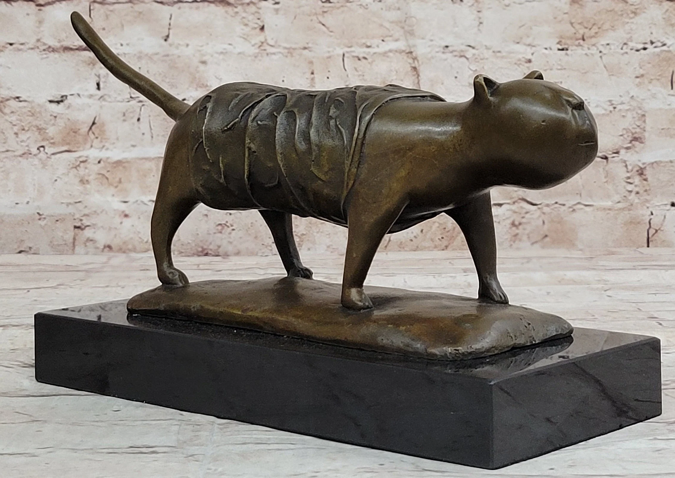 Bronze Metal Cat Sculpture Statue Figure on Marble Base after Fernando Botero - Image 3