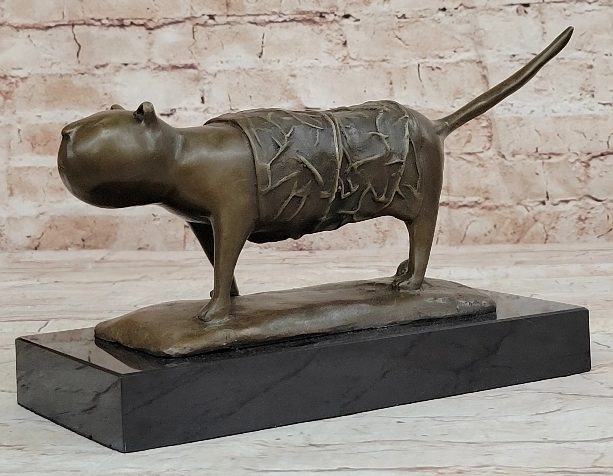 Bronze Metal Cat Sculpture Statue Figure on Marble Base after Fernando Botero - Image 4