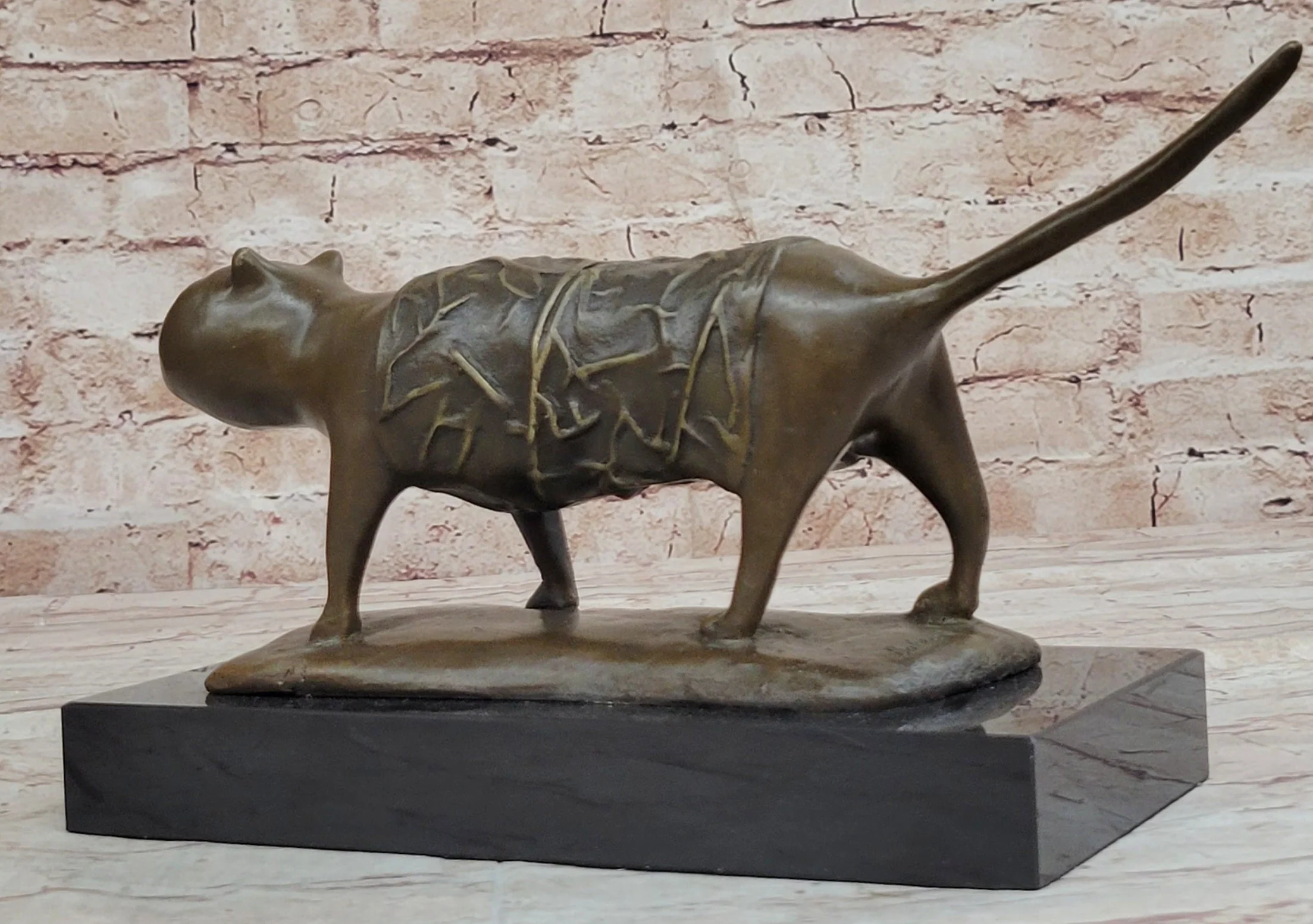 Bronze Metal Cat Sculpture Statue Figure on Marble Base after Fernando Botero - Image 6
