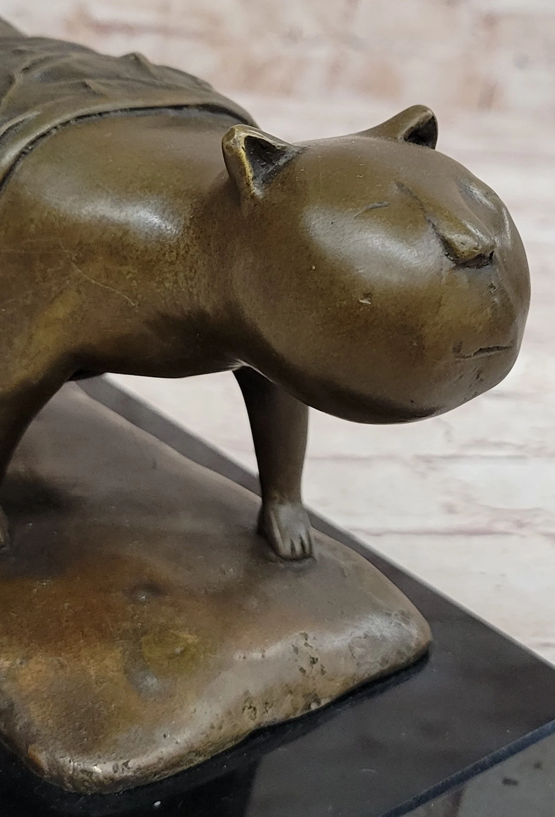 Bronze Metal Cat Sculpture Statue Figure on Marble Base after Fernando Botero - Image 8