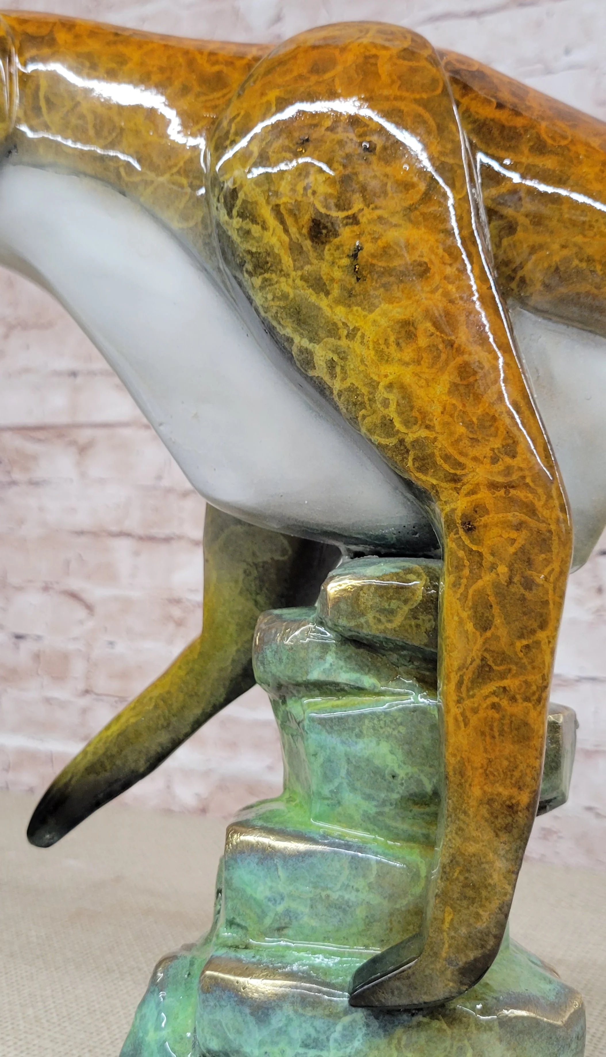Bronze Metal Cougar Mountain Lion w/ Glazed Patina Finish Statue Sculpture Limited Edition 14" x 10" - Image 9