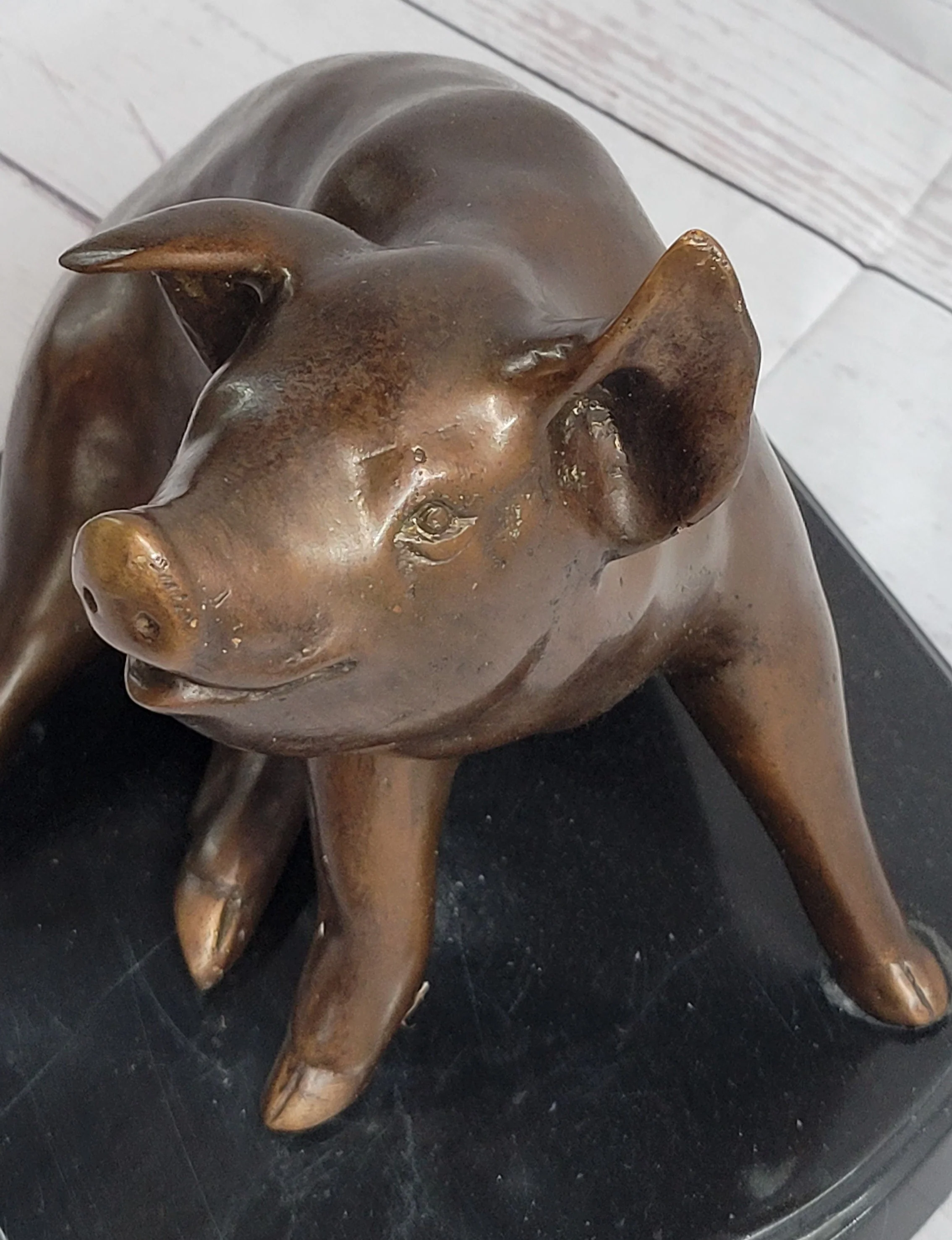 Bronze Metal Cute Pig Statue Sculpture Figure Figurine after PJ Mene 8.5" x 10" - Image 7