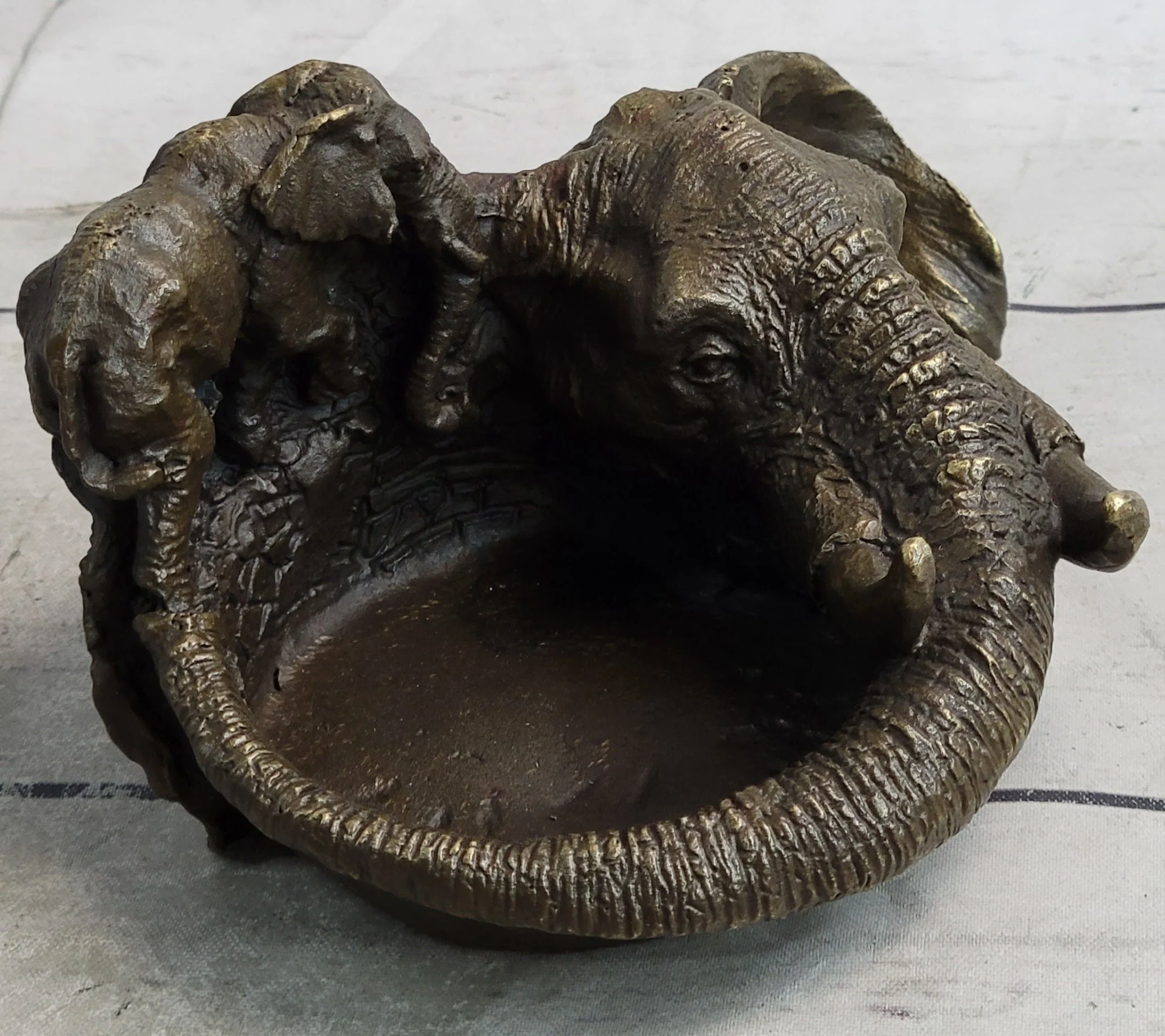 Bronze Metal Elephant Ashtray Dish Original Handmade Art by Milo - Image 3