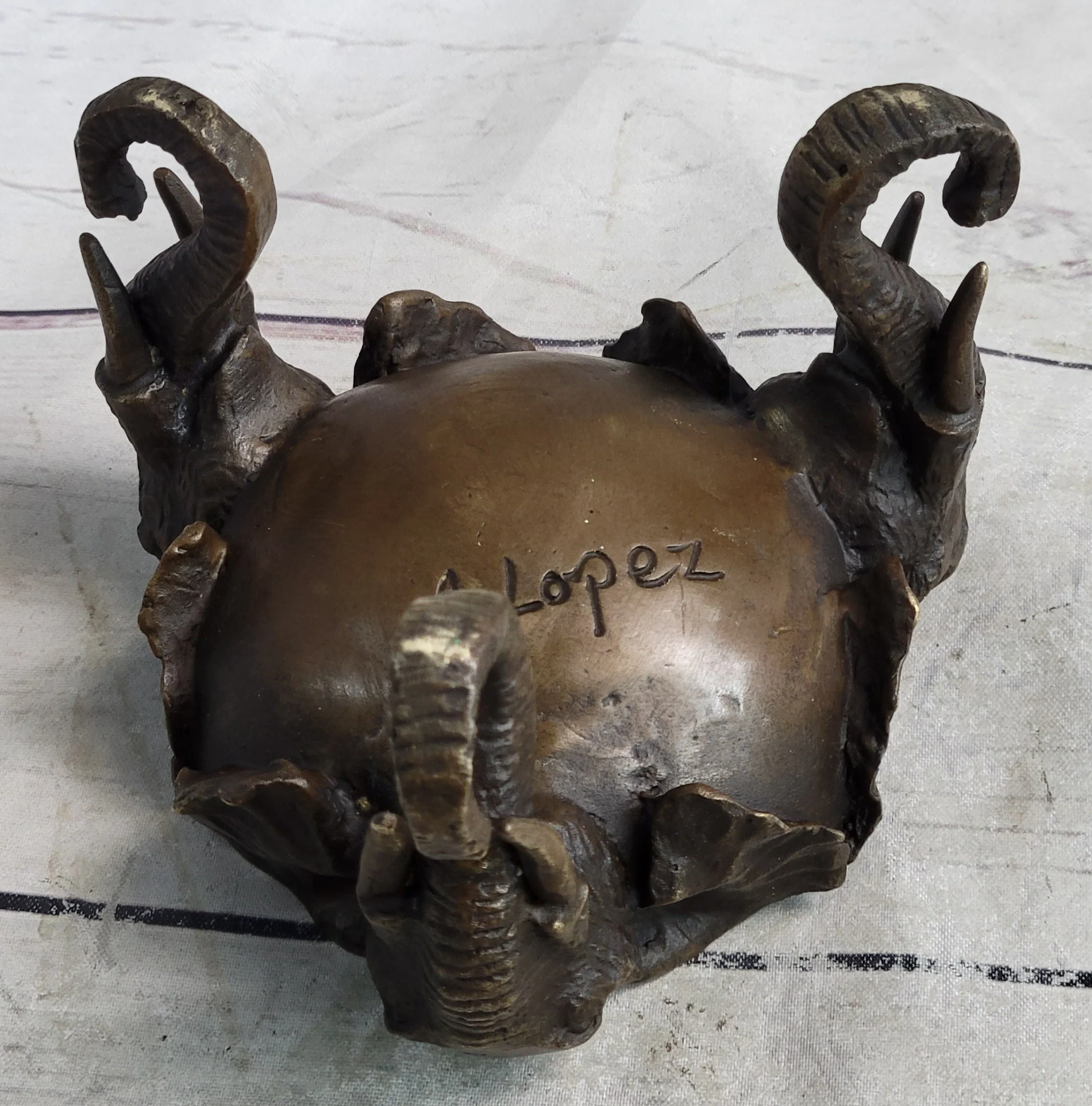 Bronze Metal Elephant Candy Dish Ashtray Original Art Sculpture Decor - Image 9