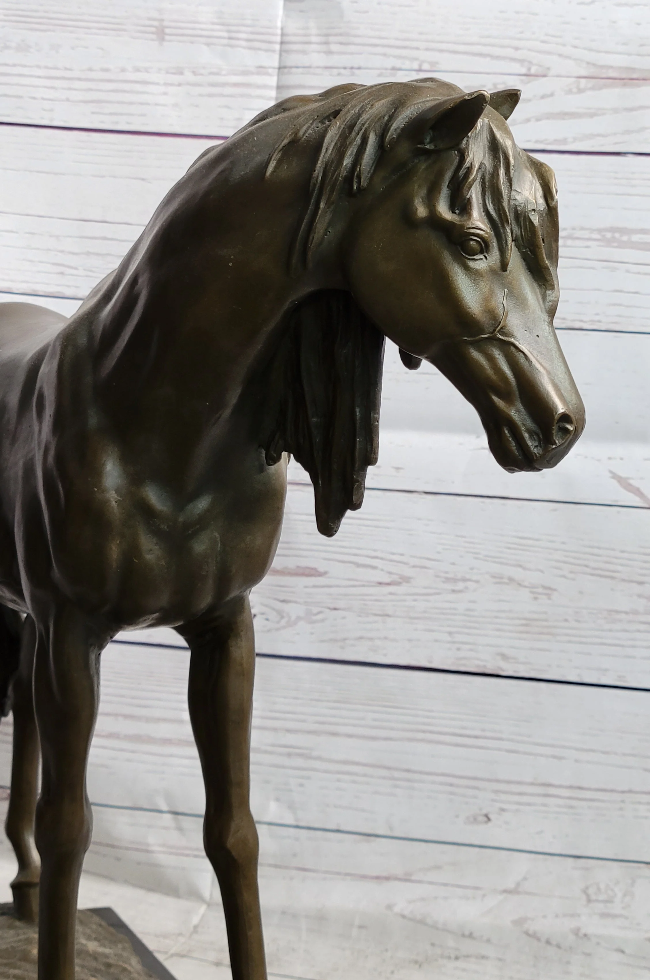 Bronze Metal Horse Mare Equestrian Decor Sculpture Statue Figure by PJ Mene on Marble Base - Image 8