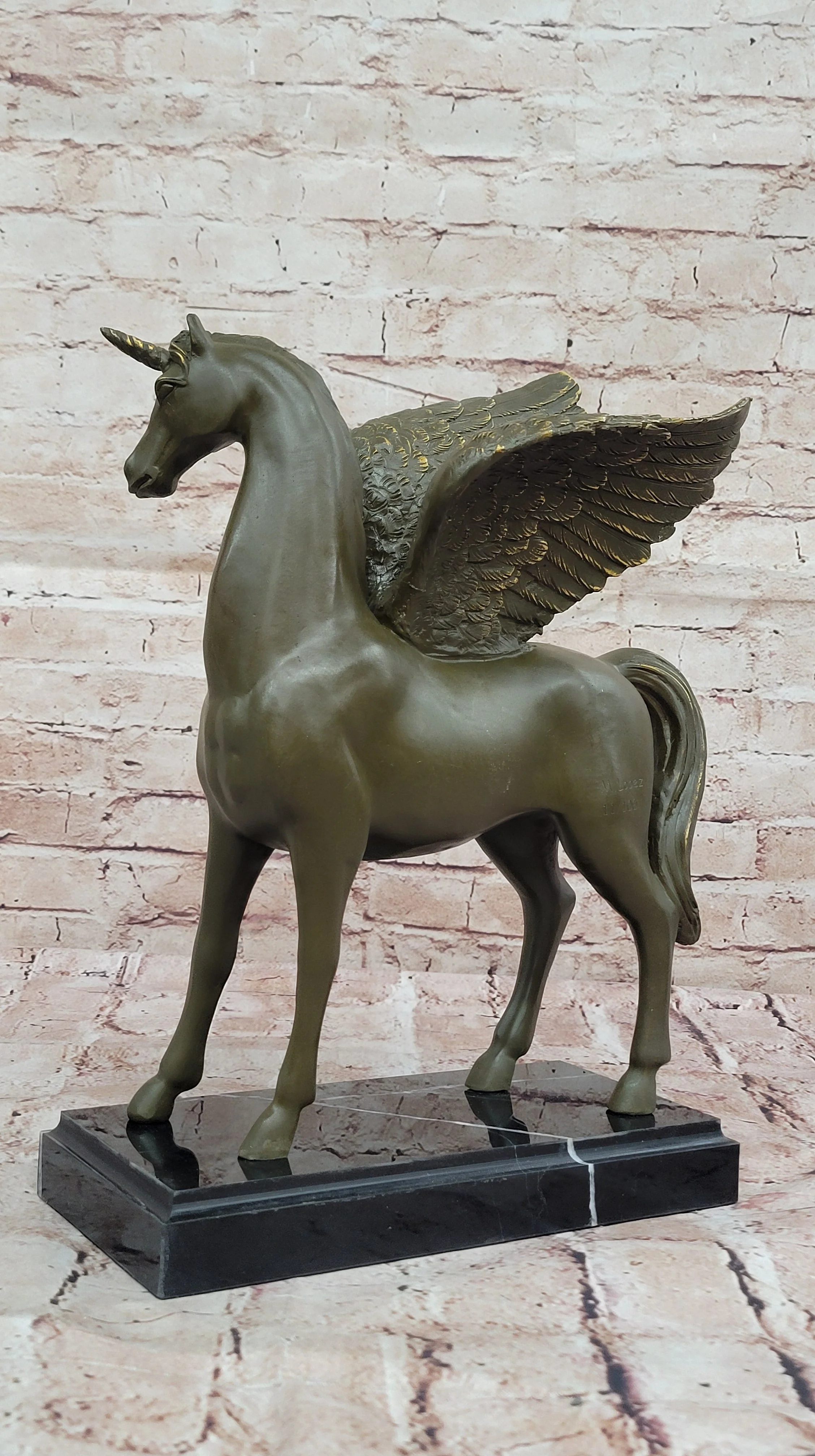 Bronze Pegasus Unicorn Statue; Mythical Winged Horse Sculpture - Image 5