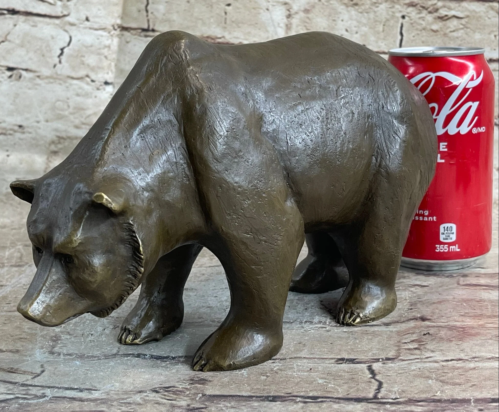 Bronze Sculpture Black Grizzly Bear Mother Cubs Animal Figurine Hand Made Statue - Image 2
