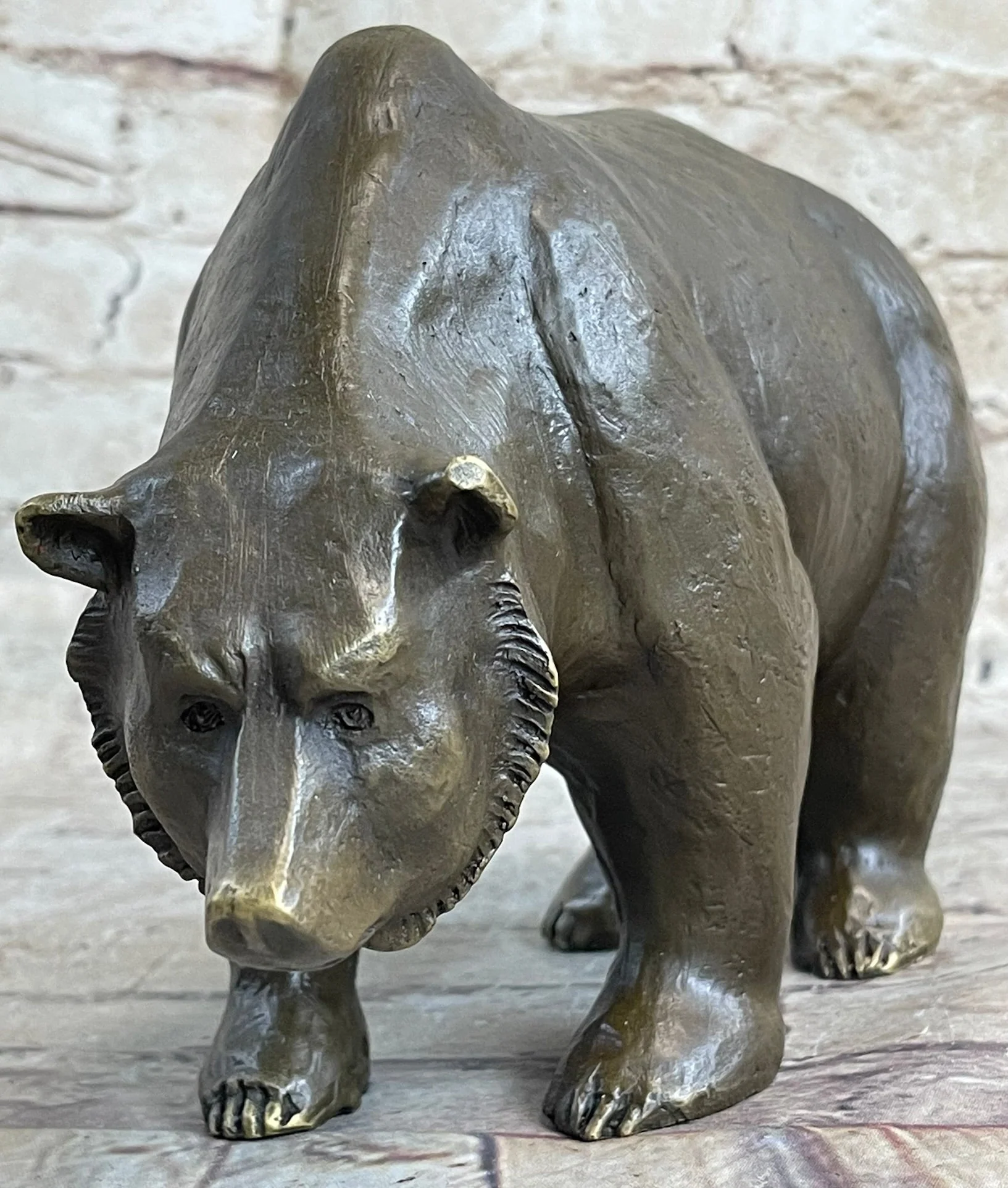 Bronze Sculpture Black Grizzly Bear Mother Cubs Animal Figurine Hand Made Statue - Image 6