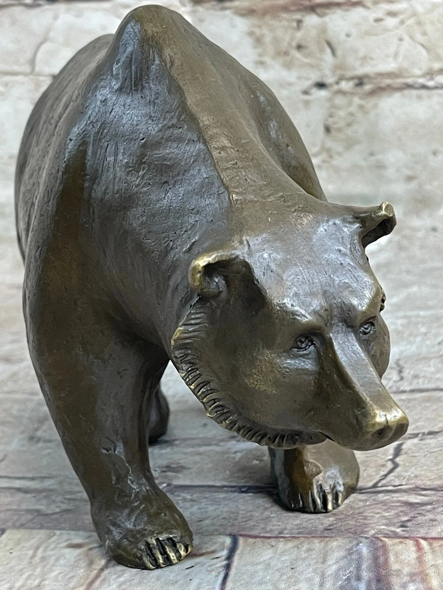 Bronze Sculpture Black Grizzly Bear Mother Cubs Animal Figurine Hand Made Statue - Image 9