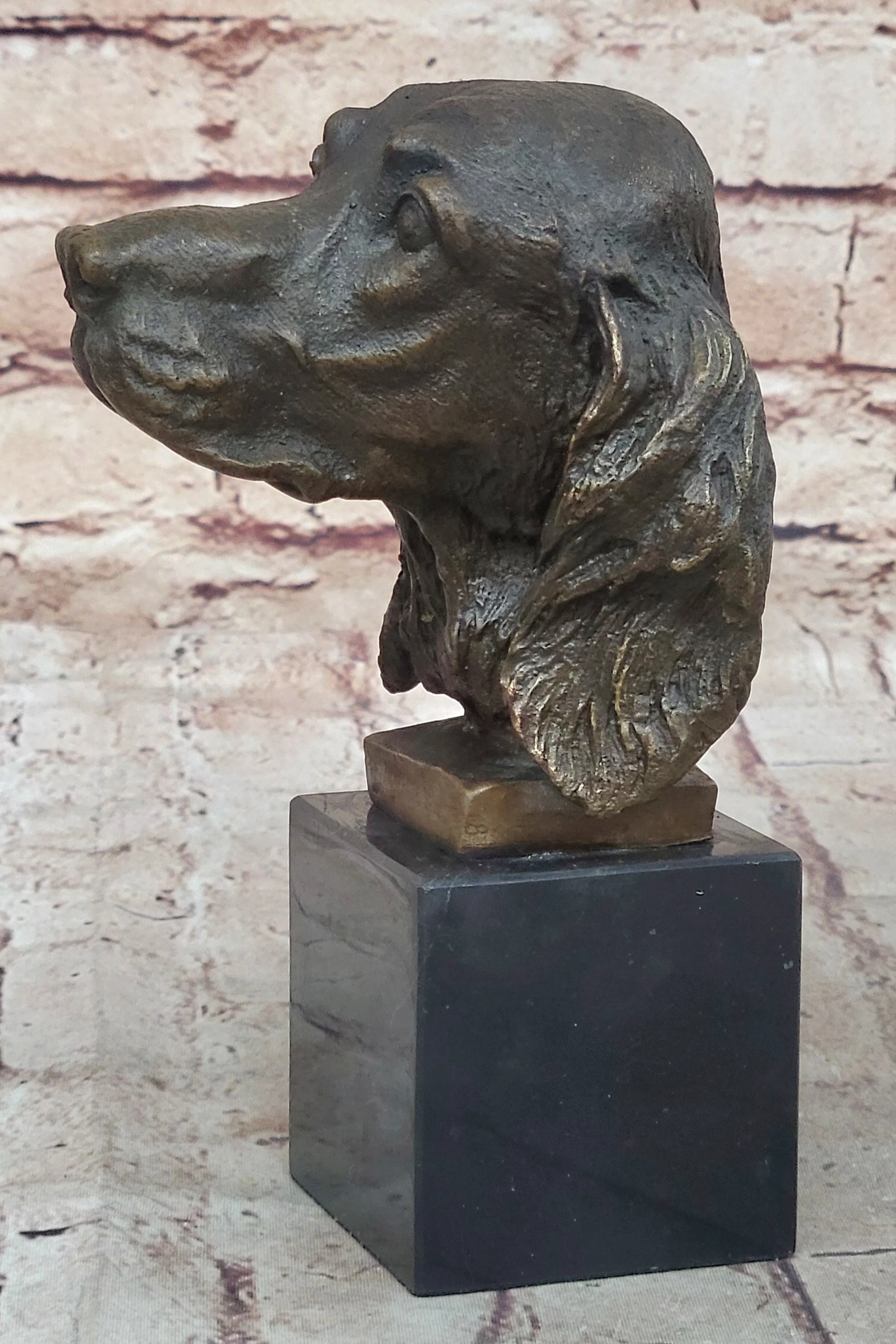Bronze Sculpture Bust Cocker Spaniel Dog Pet Animal Marble Base Figure Figurine - Image 3