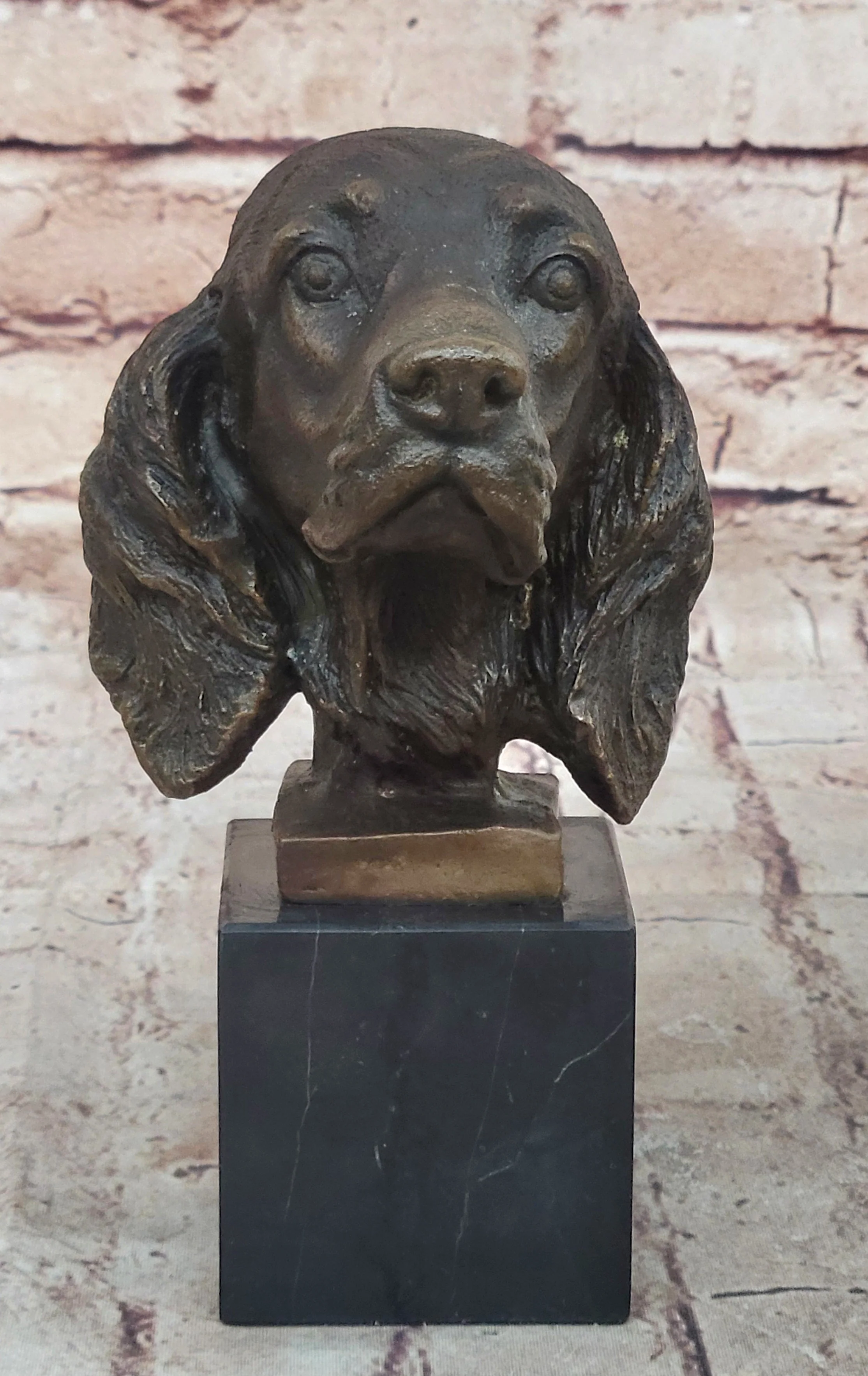 Bronze Sculpture Bust Cocker Spaniel Dog Pet Animal Marble Base Figure Figurine - Image 4
