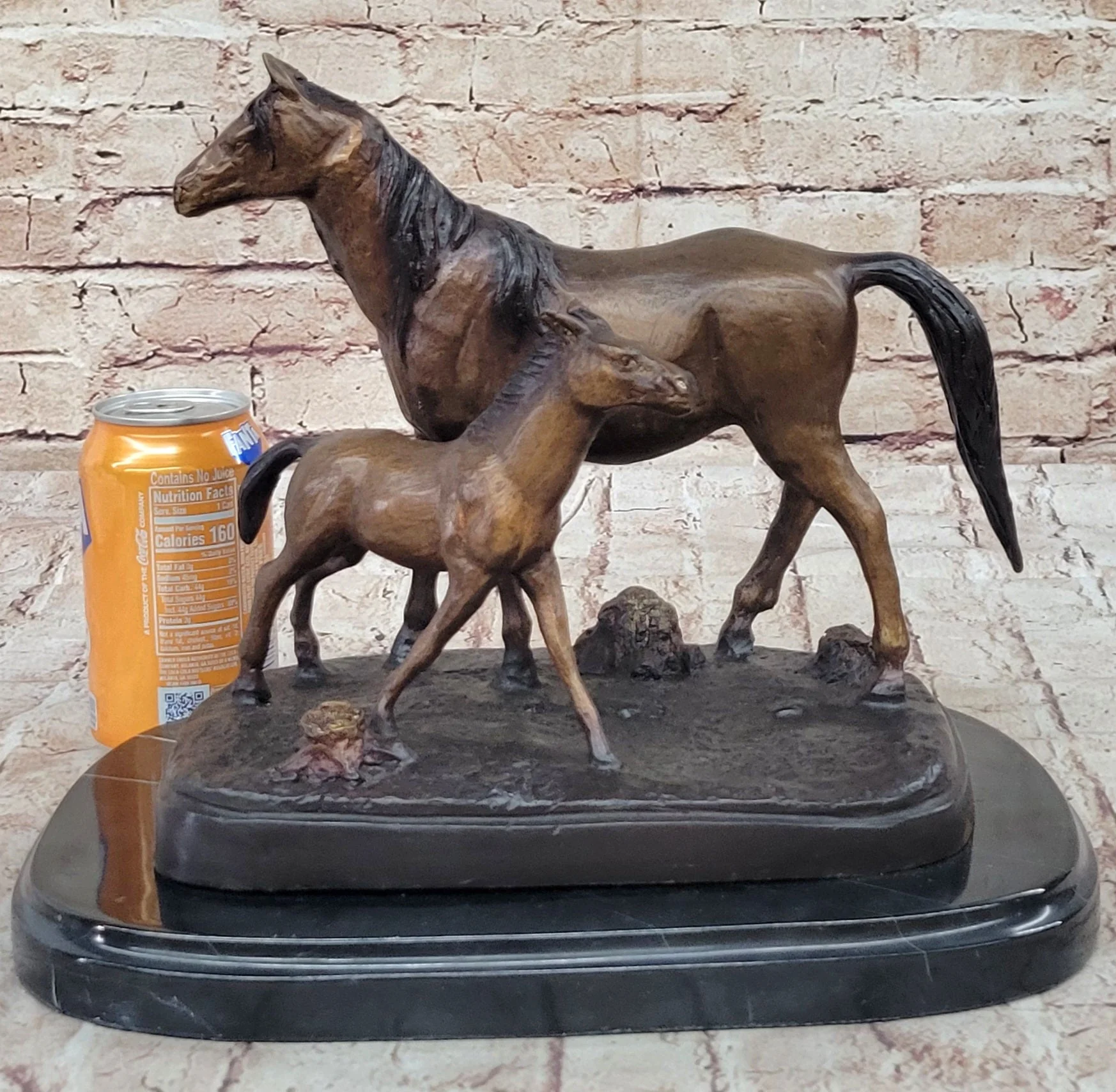 Bronze Sculpture Figurine Mare W/ Her Baby Horse Stallion Farm Art Deco Moigniez - Image 2