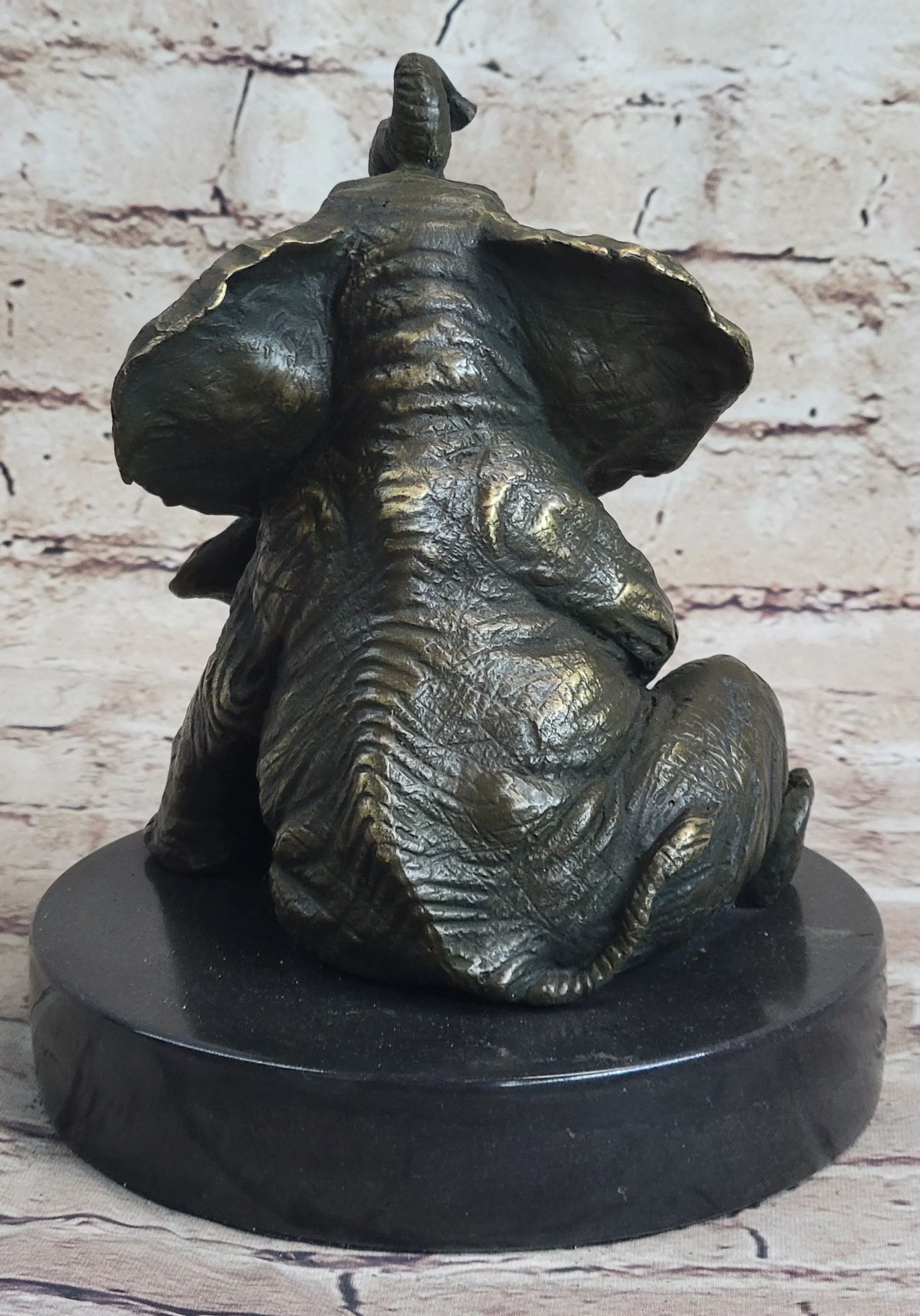 Bronze Sculpture Laughing Mother Elephant With Baby Calf Bronze Figurine Statue Decor - Image 5