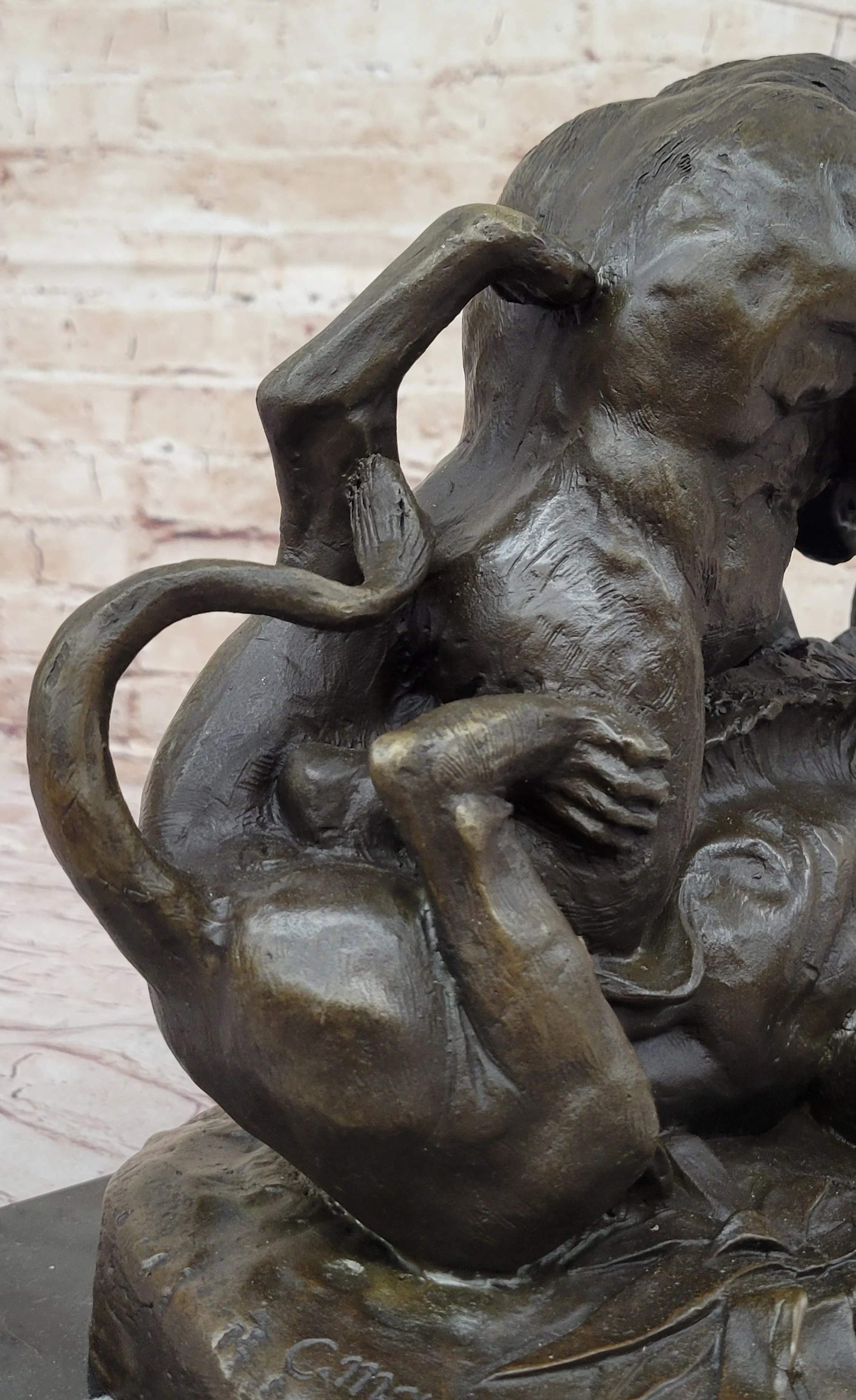 Bronze Sculpture Statue of a Gorilla vs. Lion by Clovis Edmon Masson - Image 9
