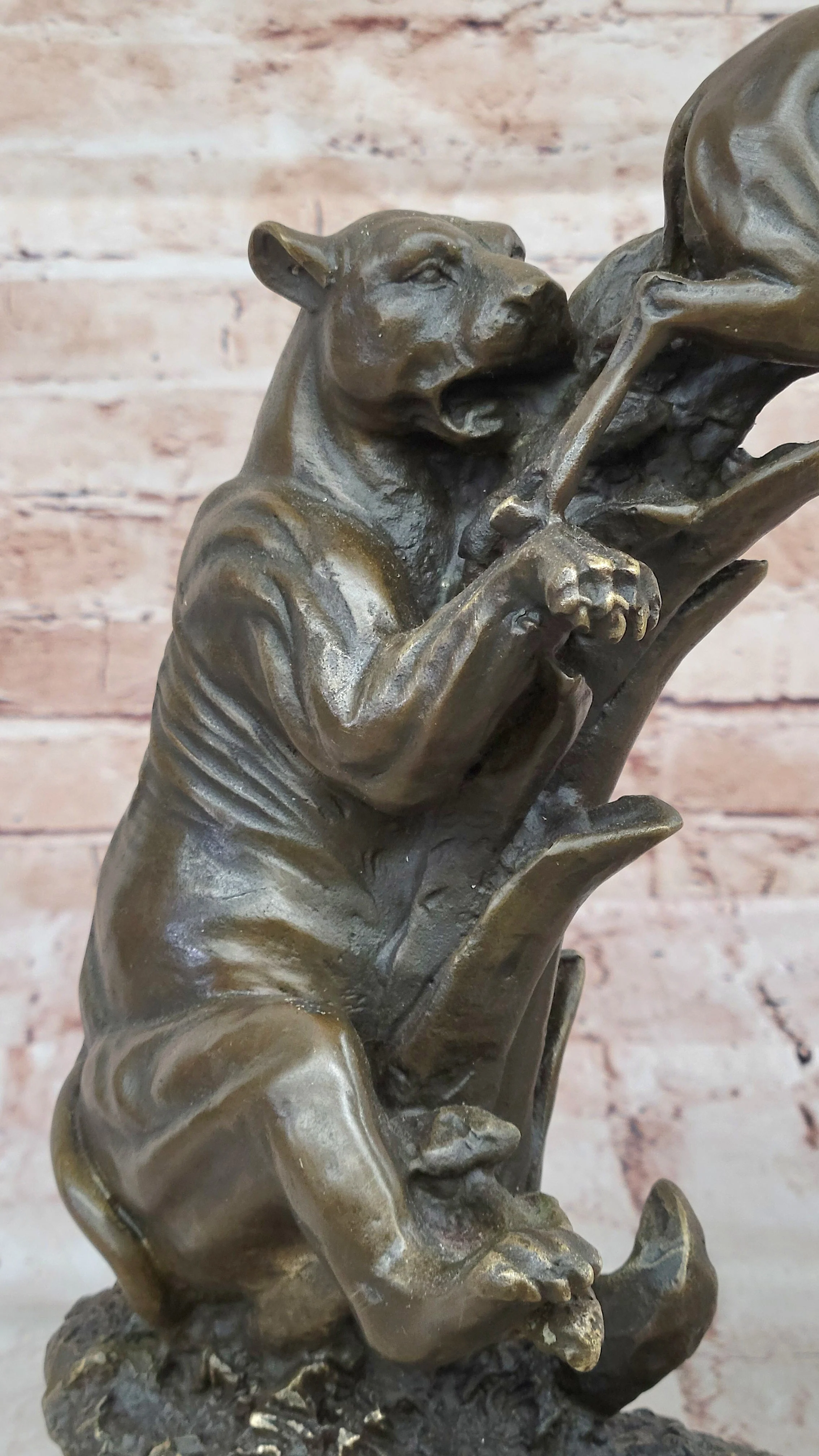 Bronze Statue Sculpture of Lion Hunting Gazelle Impala Handmade Art Decor Safari - Image 5