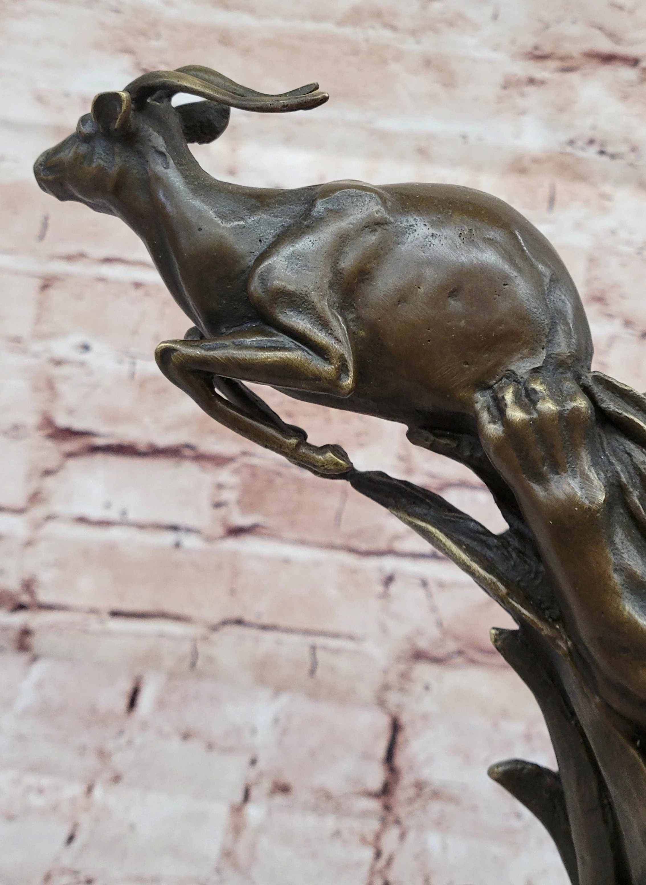 Bronze Statue Sculpture of Lion Hunting Gazelle Impala Handmade Art Decor Safari - Image 7