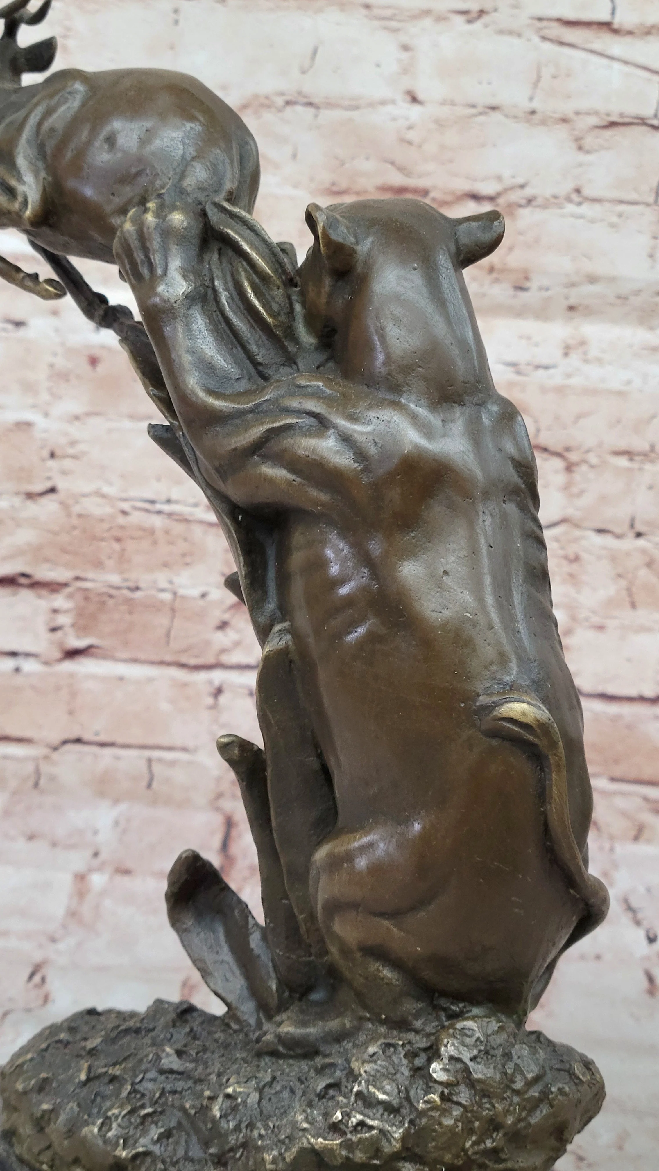 Bronze Statue Sculpture of Lion Hunting Gazelle Impala Handmade Art Decor Safari - Image 8