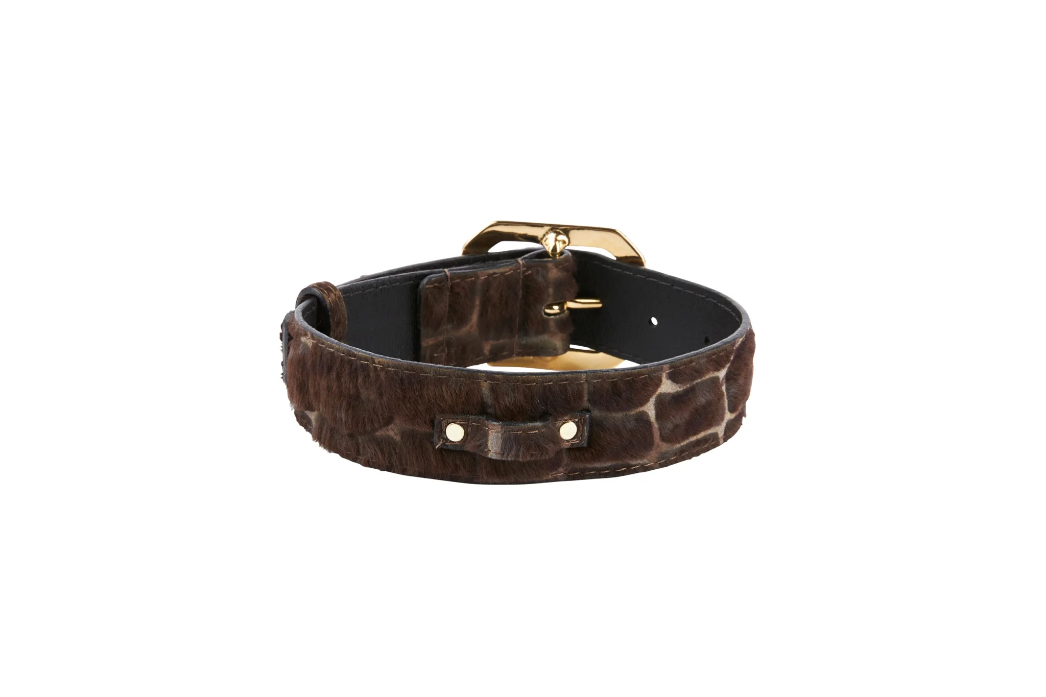 Brown Snake Print Hair On Hide Italian Leather With Modern Style Italian Hardware - Image 3