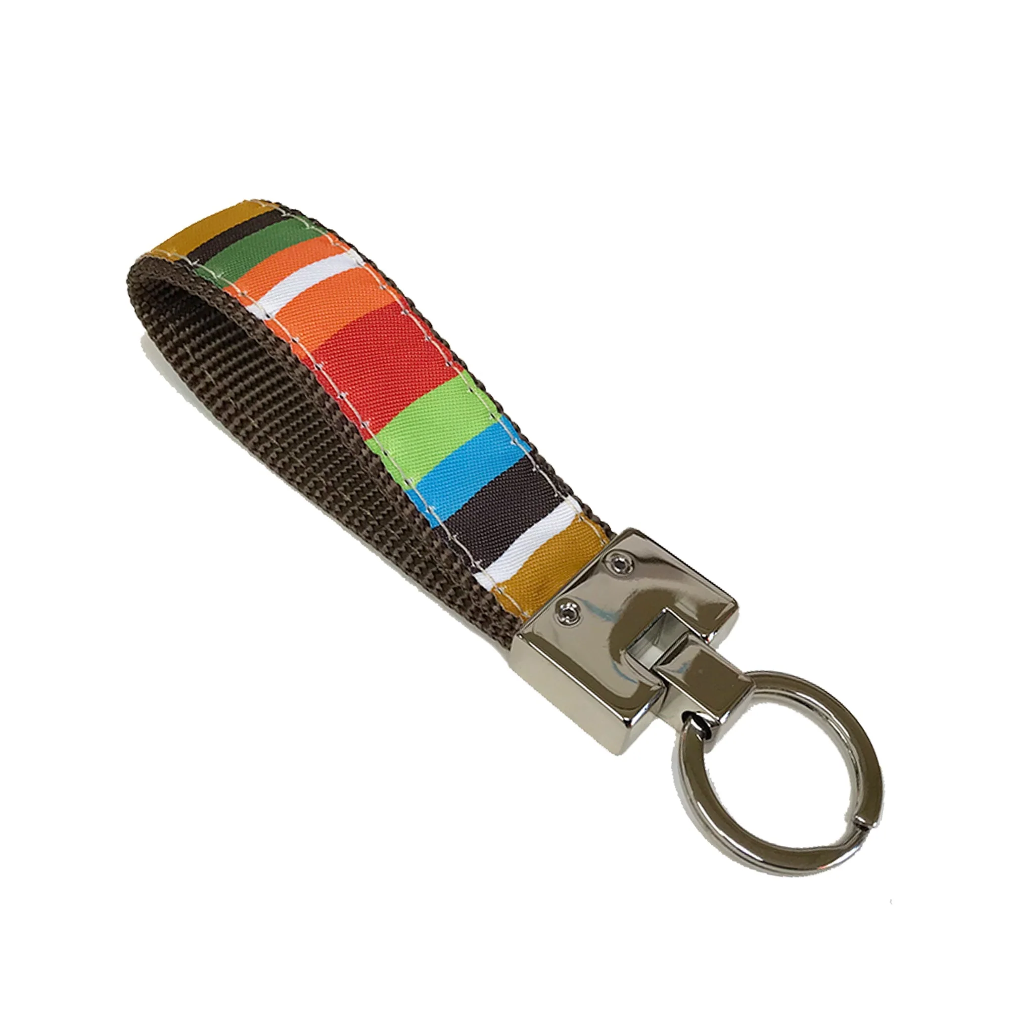Up Country Brown Stripe Cast Brass Key Ring