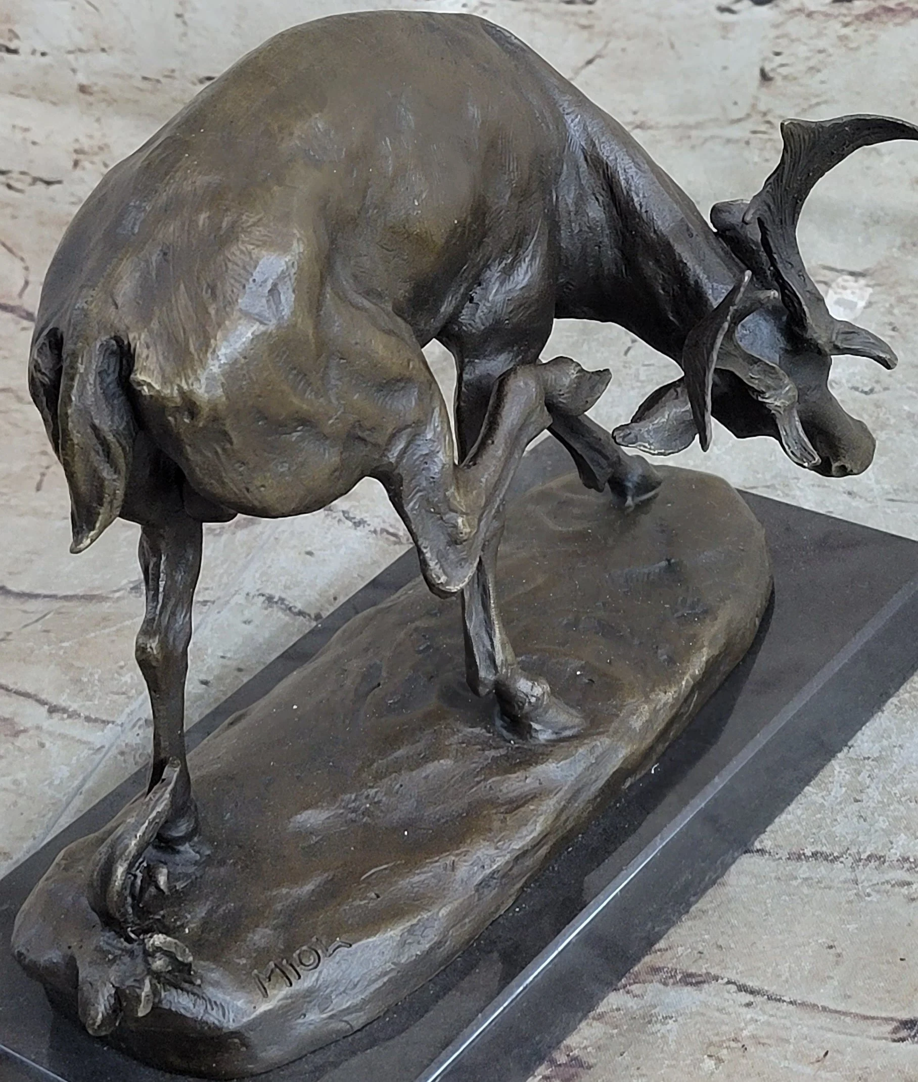 Buck Deer Elk Stag Wildlife Art Cabin Lodge Sportsman Art Bronze Marble Statue - Image 5