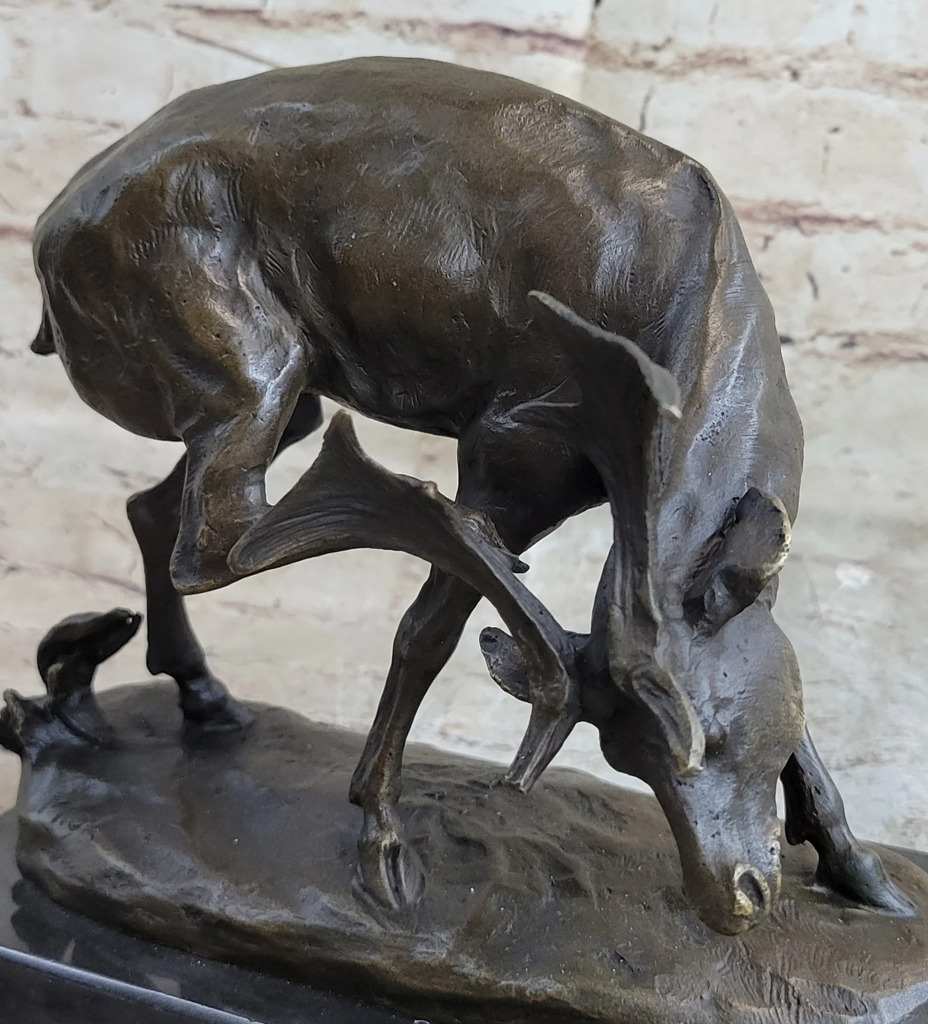 Buck Deer Elk Stag Wildlife Art Cabin Lodge Sportsman Art Bronze Marble Statue - Image 6
