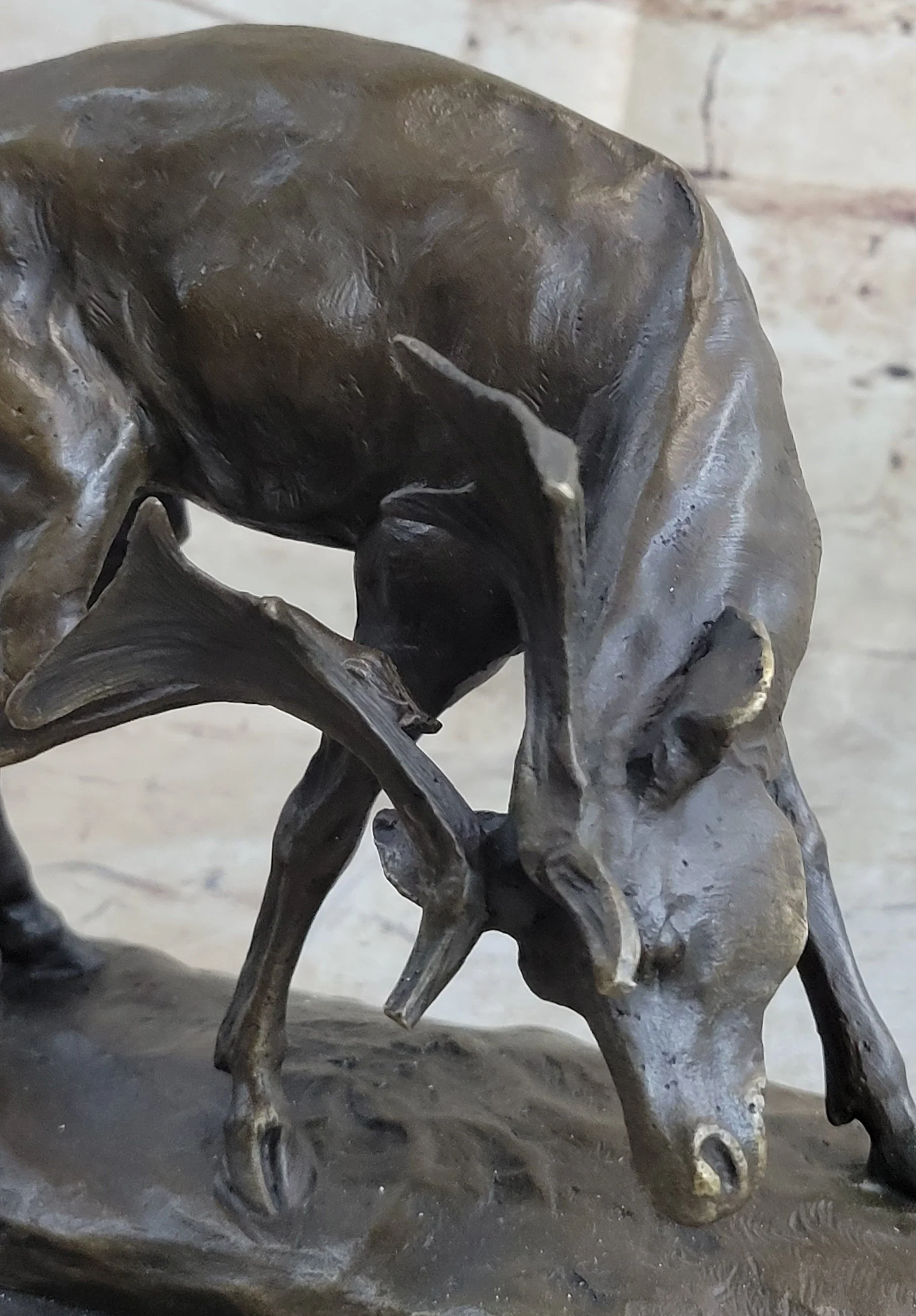 Buck Deer Elk Stag Wildlife Art Cabin Lodge Sportsman Art Bronze Marble Statue - Image 8