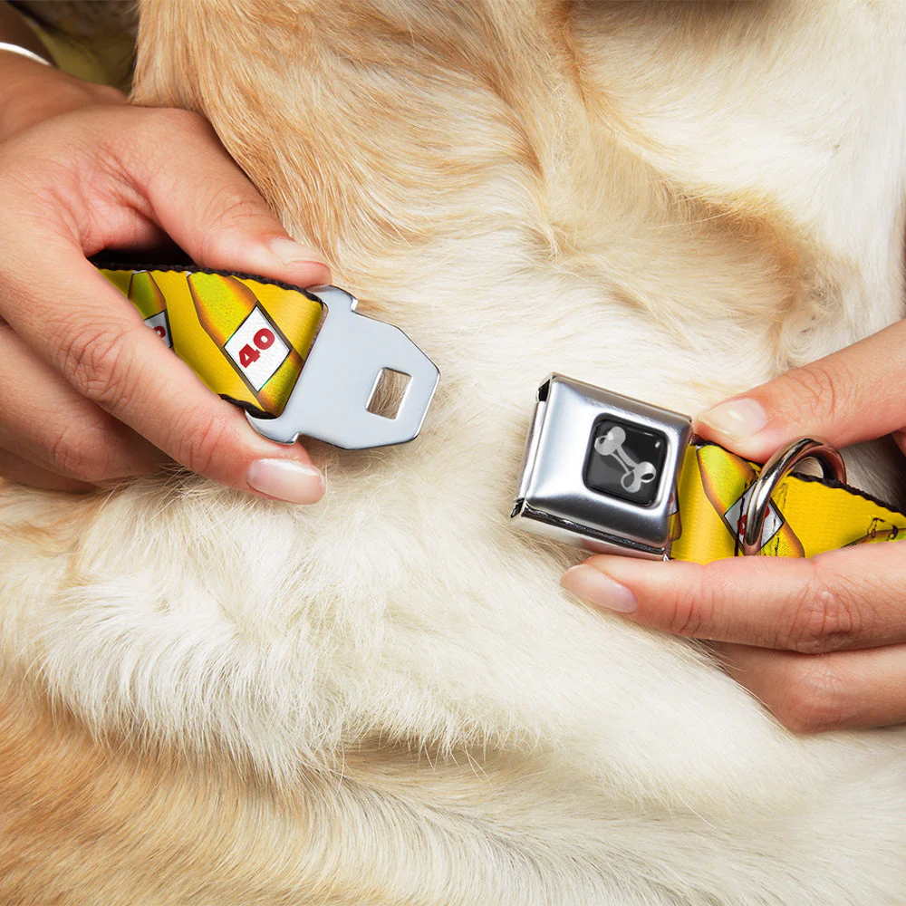 Buckle-Down Seatbelt Buckle Dog Collar - 40 Oz. Beer Bottles Yellow - Image 8