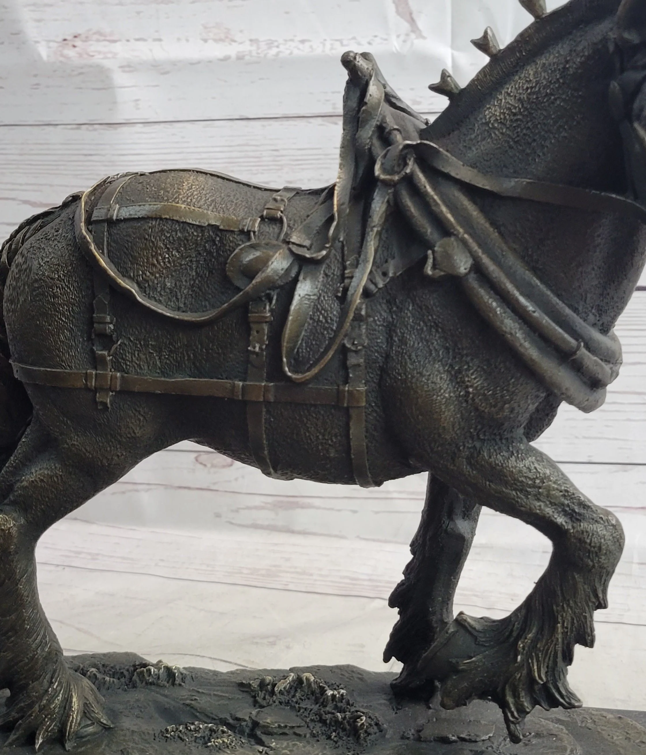 Budweiser Clydesdale Work Horse Bronze Statue Sculpture Original Art on Marble Base - Image 9