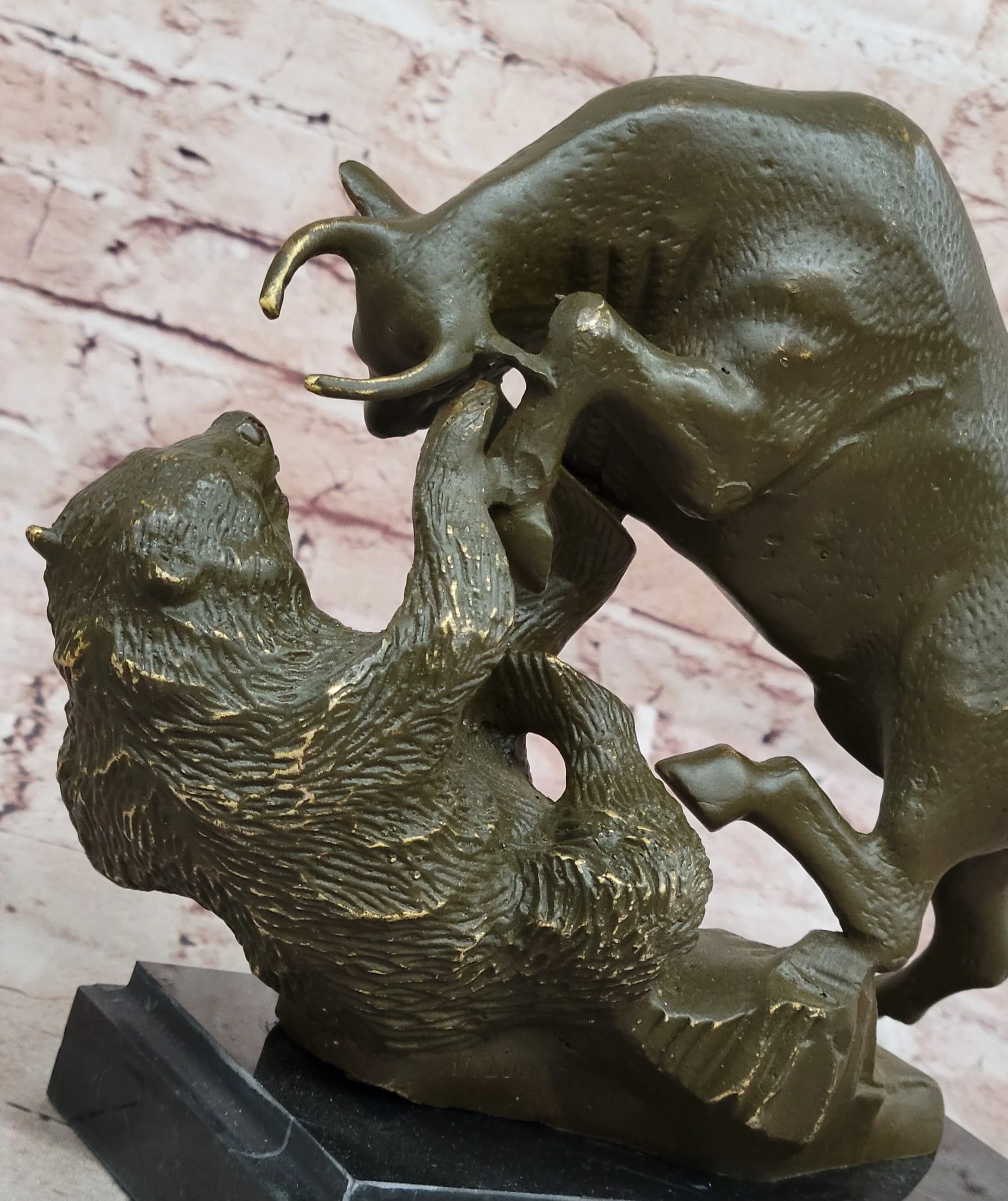 Bull and Bear Bronze Sculpture - Financial Market Symbol Animal Art - Image 9