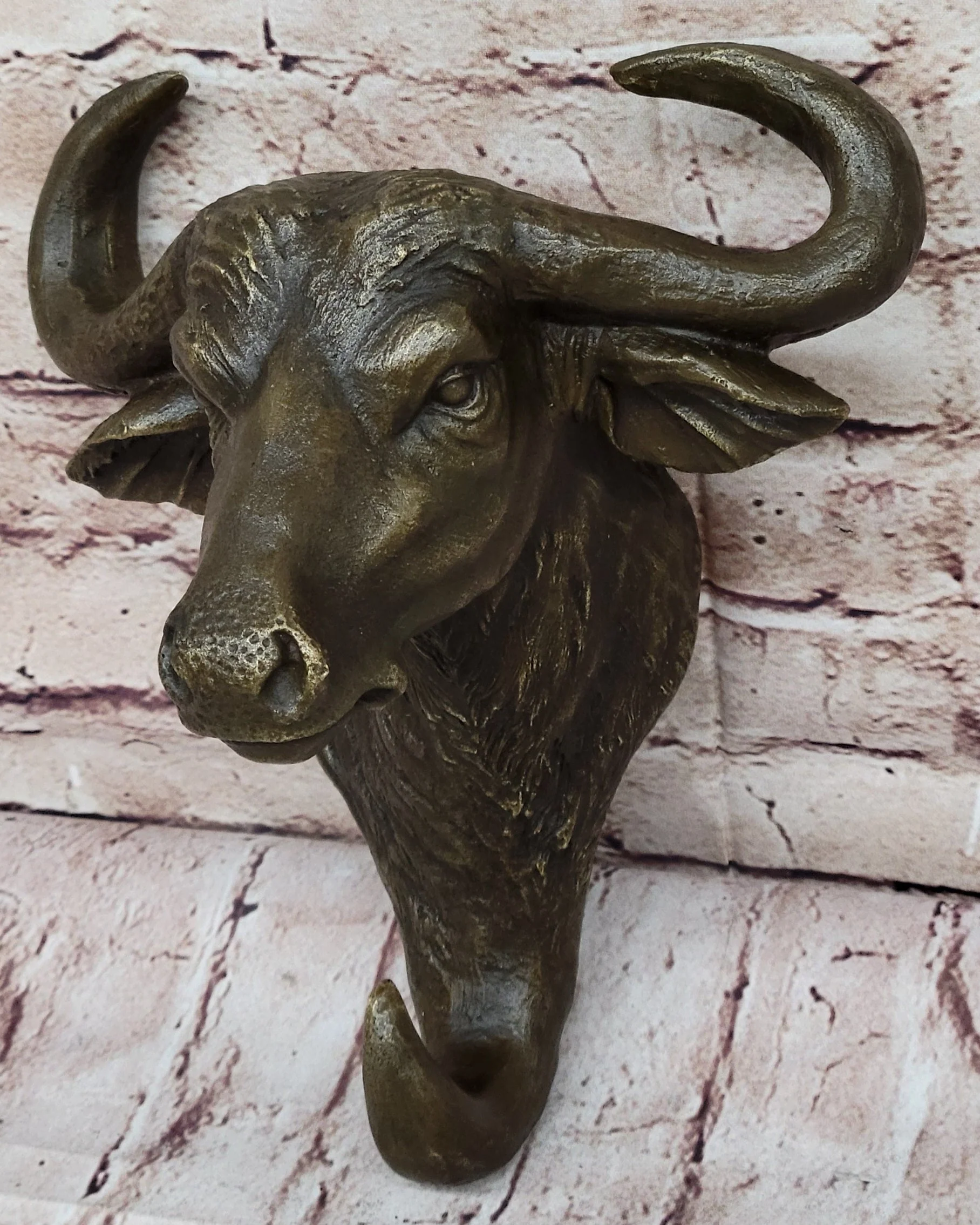 Bull Steer Buffalo Cow Cattle Bronze Metal Wall Mounted Head Original Signed Art - Image 5