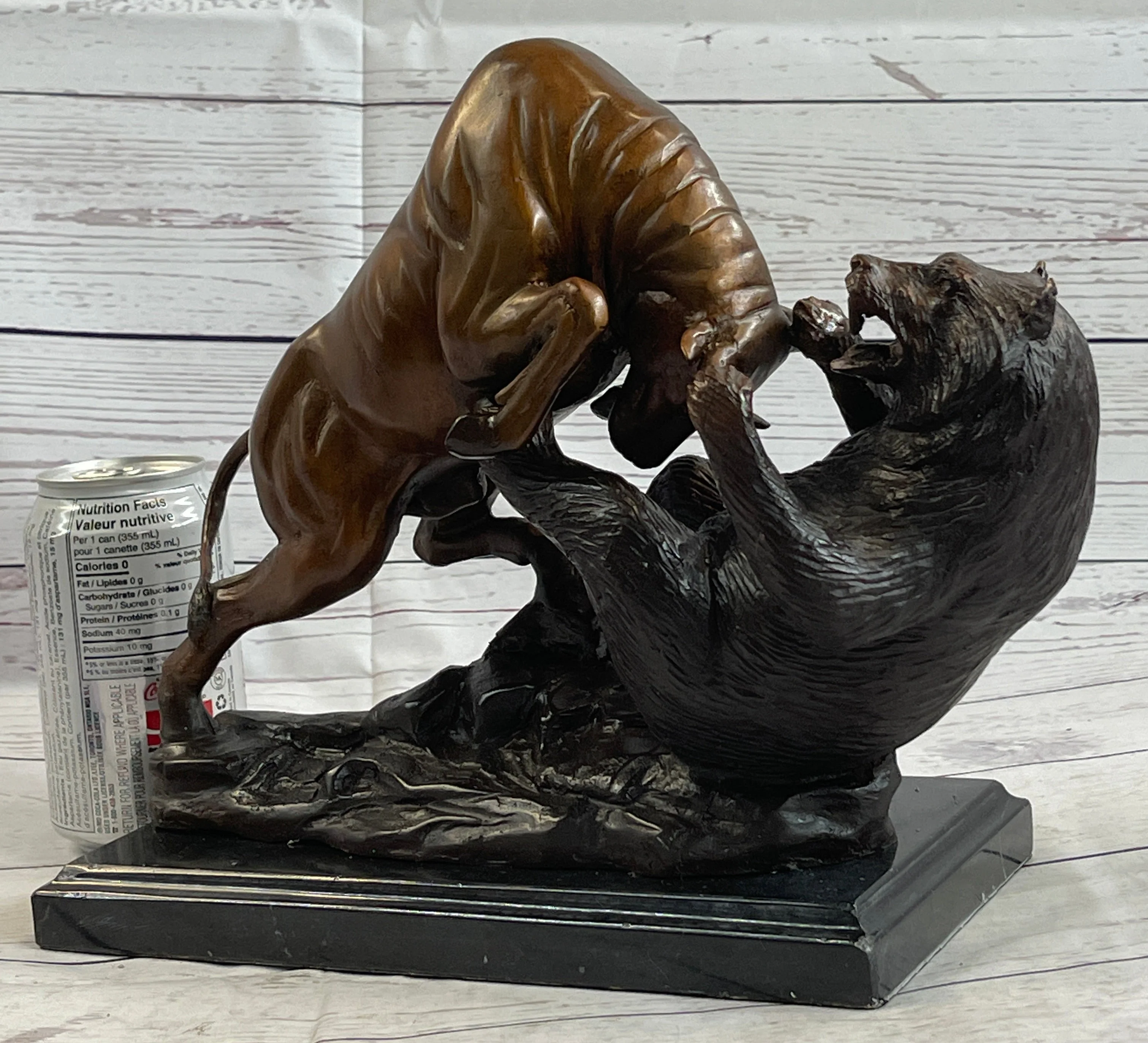Bull vs Bear Bronze Metal Statue Sculpture Decor Stock Market 10" x 13" - Image 3