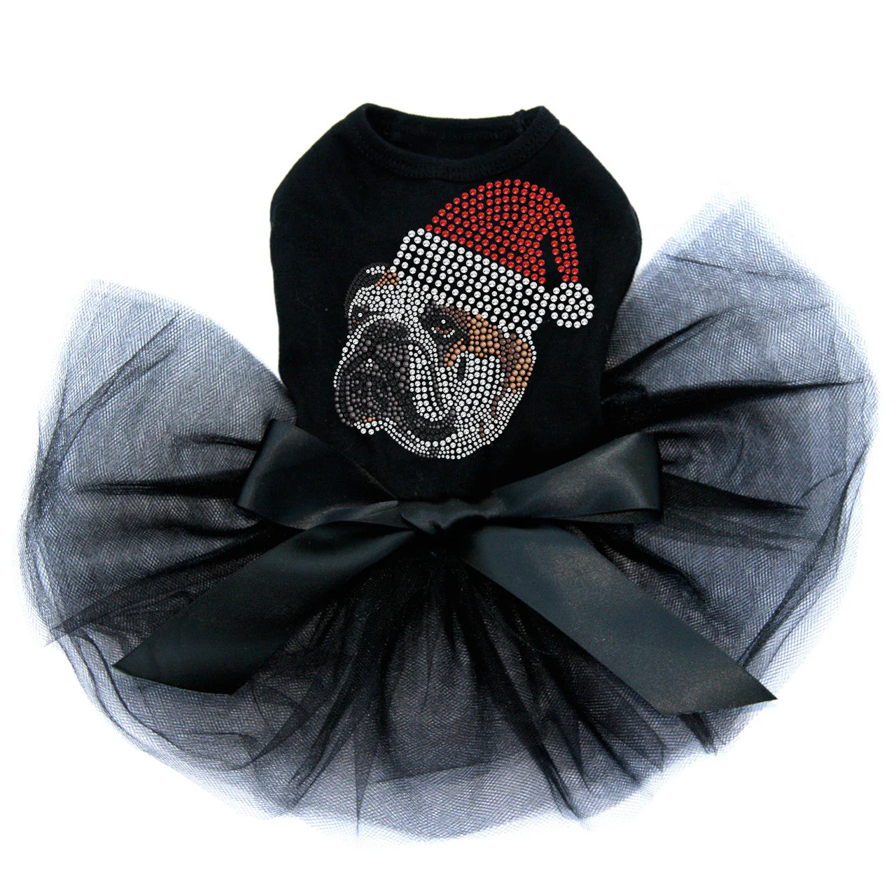 Bulldog Face (Brown) with Santa Hat - Custom Tutu - Image 4