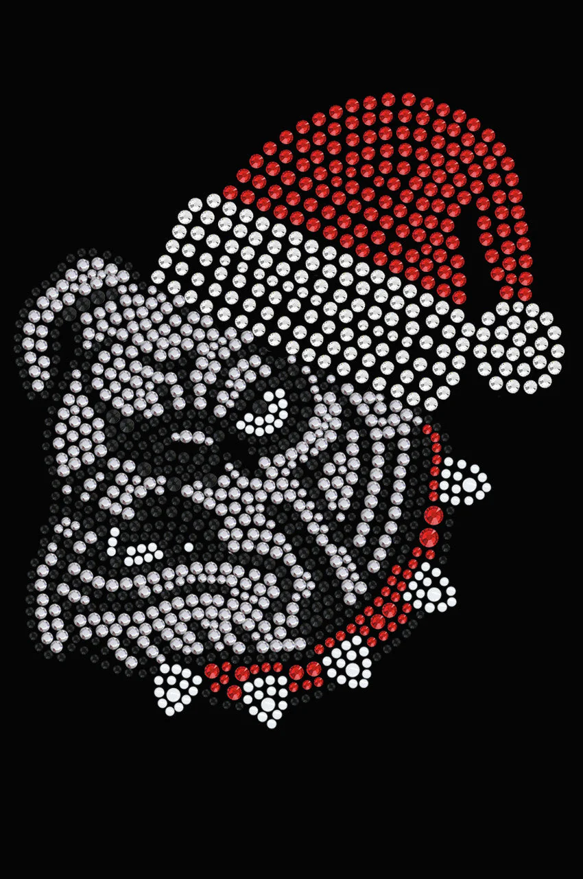 Bulldog Face (White) with Santa Hat - Bandana - Image 12