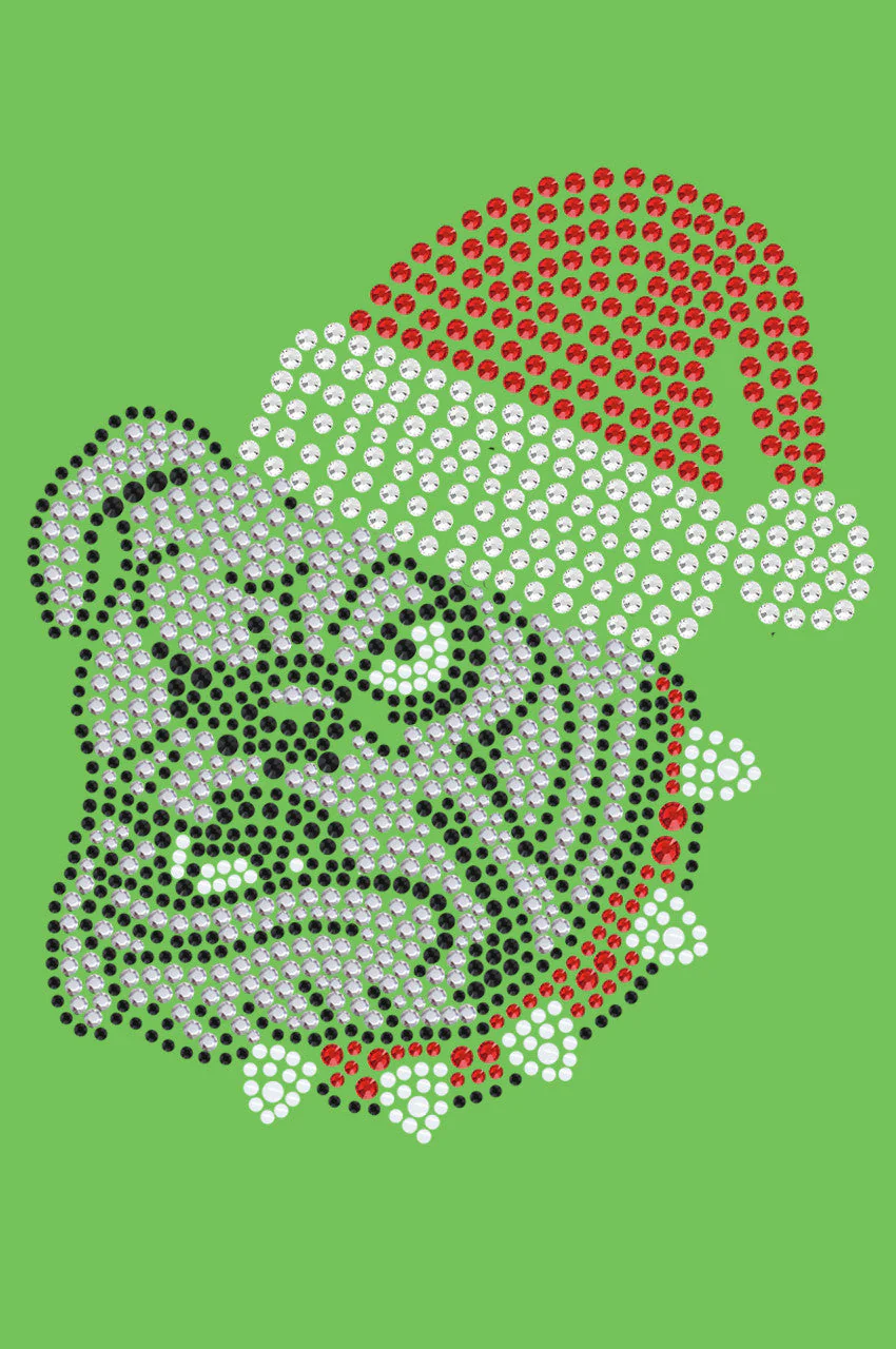 Bulldog Face (White) with Santa Hat - Bandana - Image 4