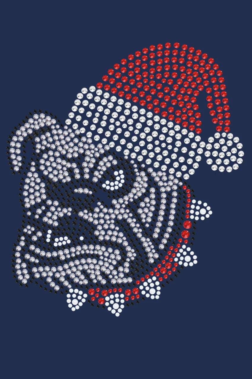 Bulldog Face (White) with Santa Hat - Bandana - Image 5