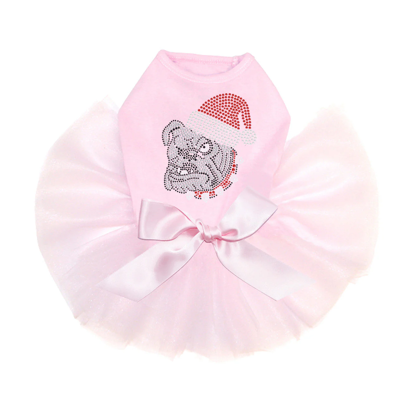 Bulldog Face (White) with Santa Hat - Custom Tutu - Image 3