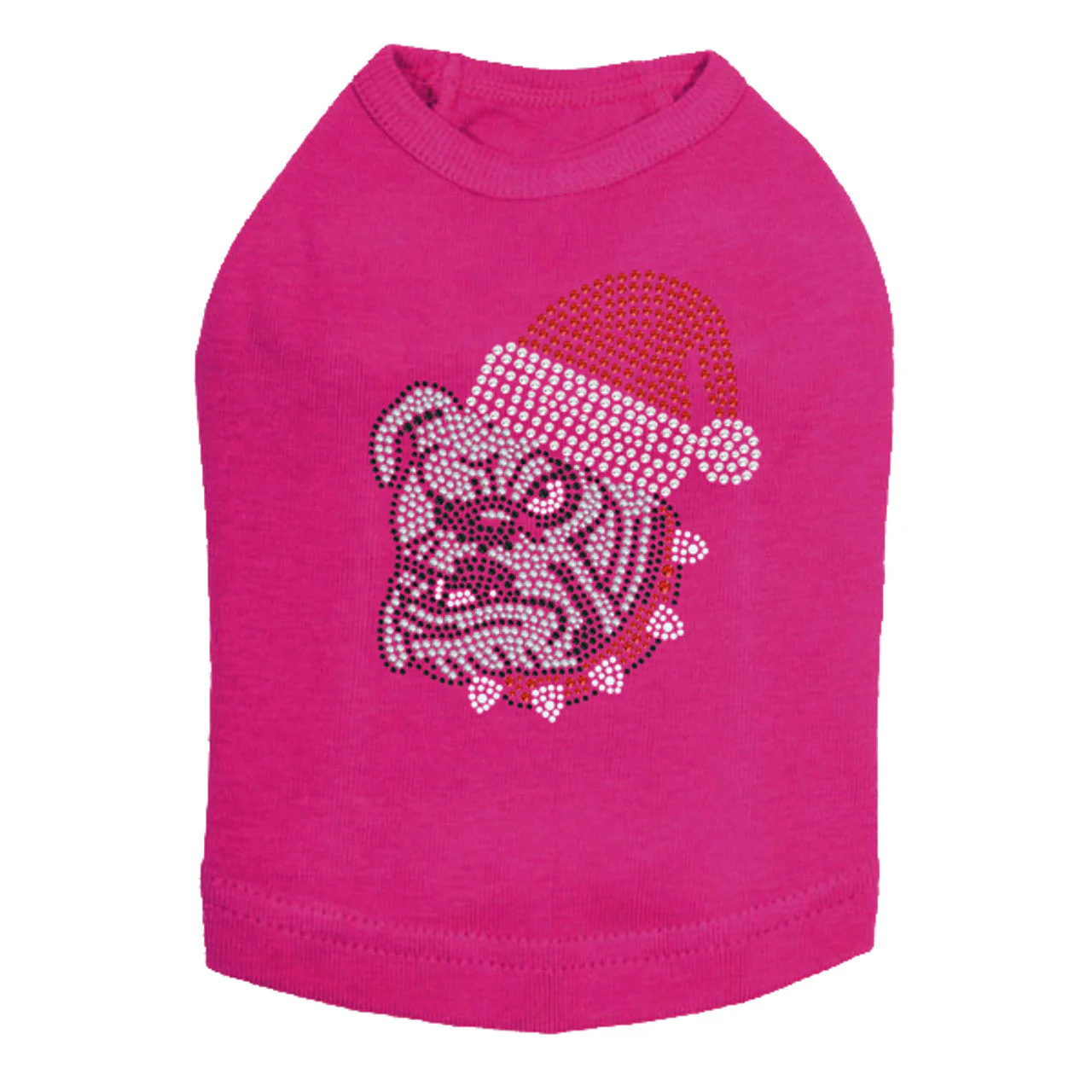 Bulldog Face (White) with Santa Hat - Dog Tank - Image 14