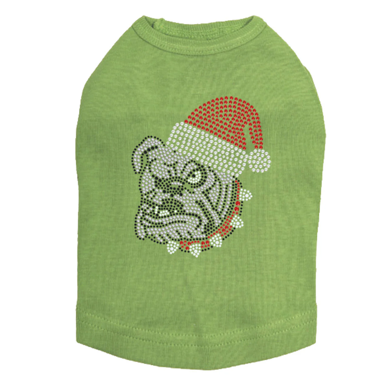 Bulldog Face (White) with Santa Hat - Dog Tank - Image 15