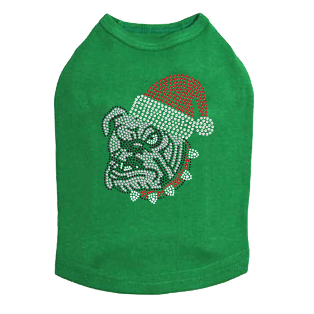 Bulldog Face (White) with Santa Hat - Dog Tank - Image 3