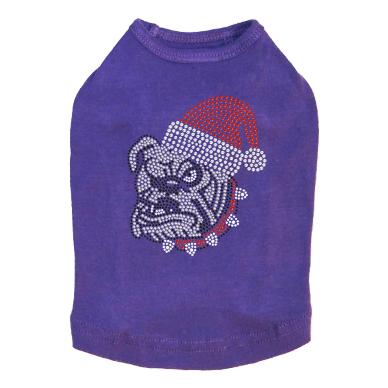 Bulldog Face (White) with Santa Hat - Dog Tank - Image 5