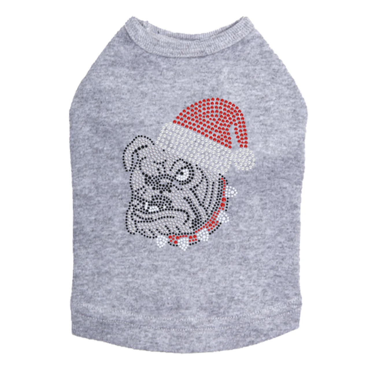 Bulldog Face (White) with Santa Hat - Dog Tank - Image 6