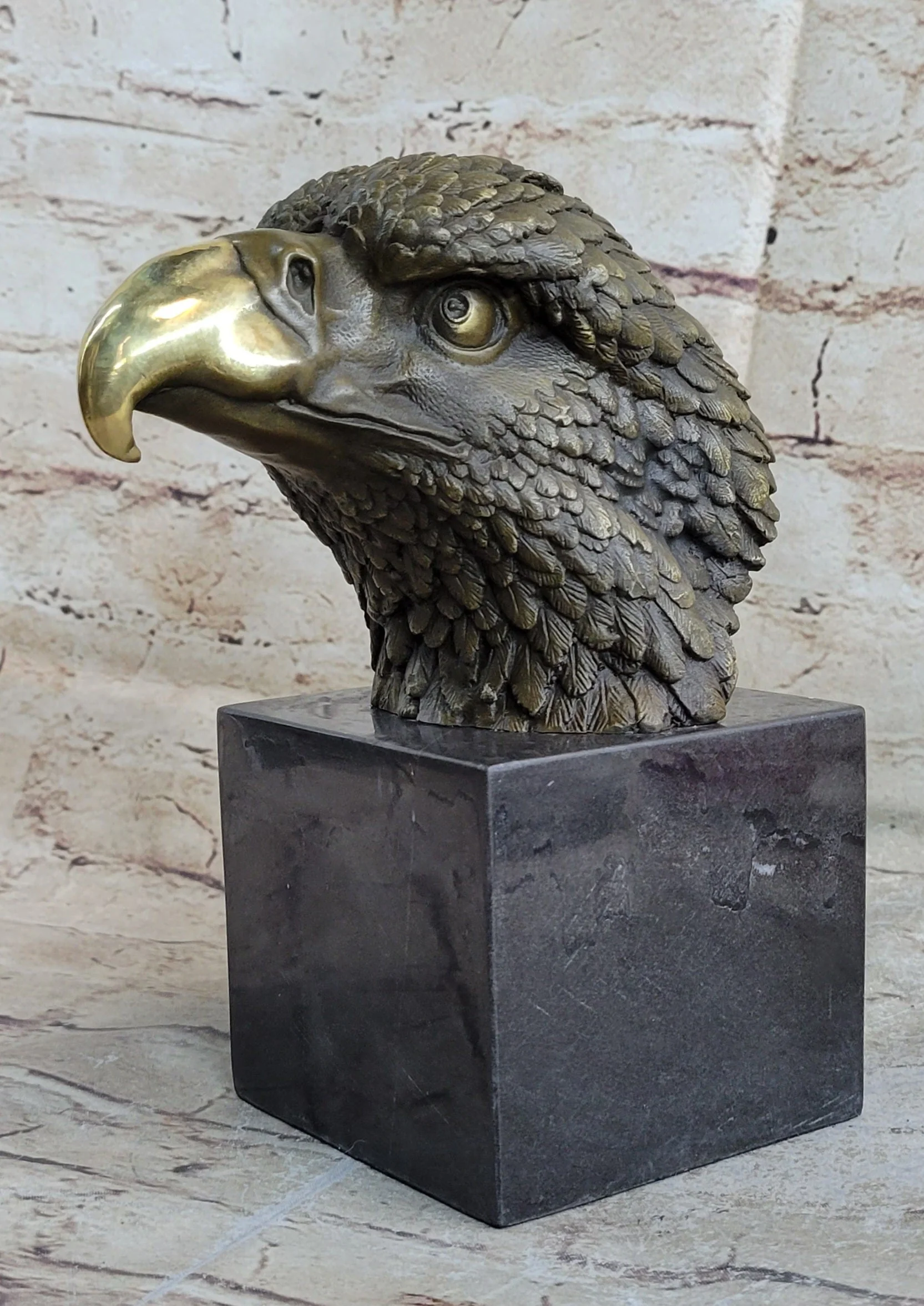 Bust American Bald Eagle Bronze Marble Sculpture Statue Figurine Art Deco Figure - Image 3