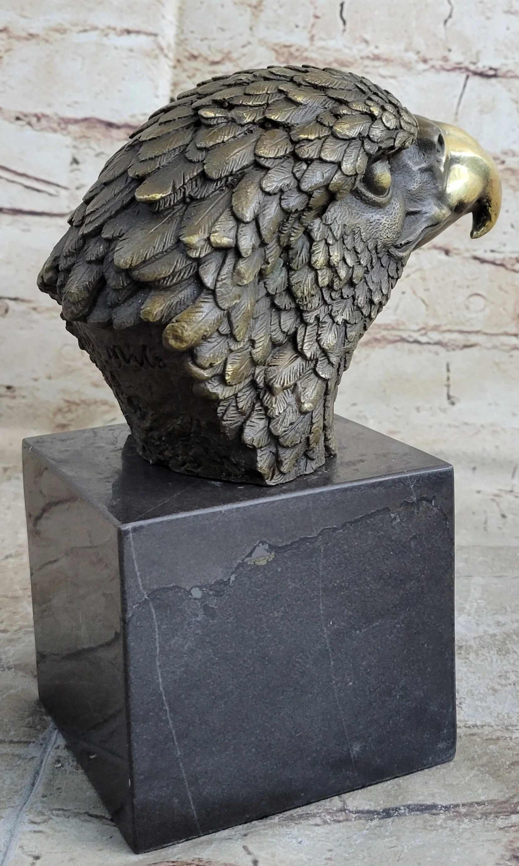 Bust American Bald Eagle Bronze Marble Sculpture Statue Figurine Art Deco Figure - Image 5