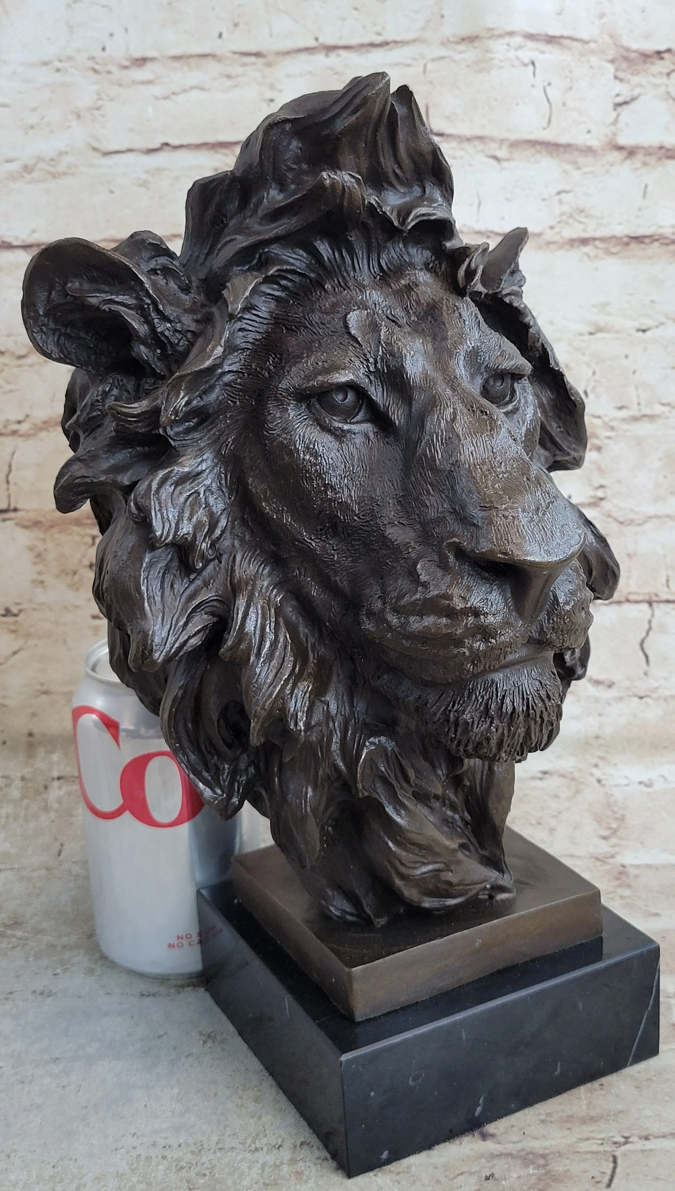 Bust Male Lion 100% Bronze Sculpture Statue Figurine Figure by Milo Art Deco NR - Image 2