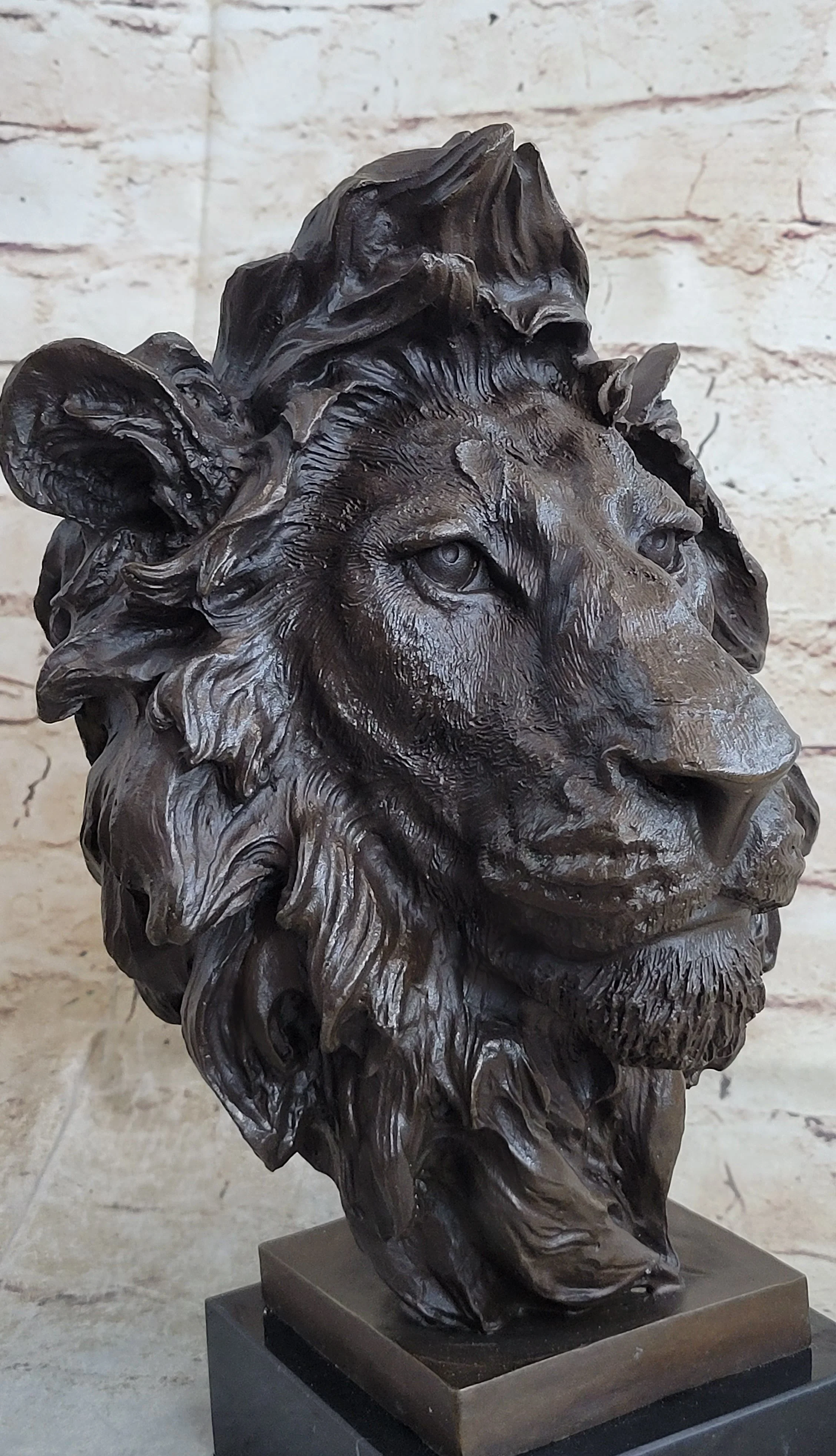 Bust Male Lion 100% Bronze Sculpture Statue Figurine Figure by Milo Art Deco NR - Image 8