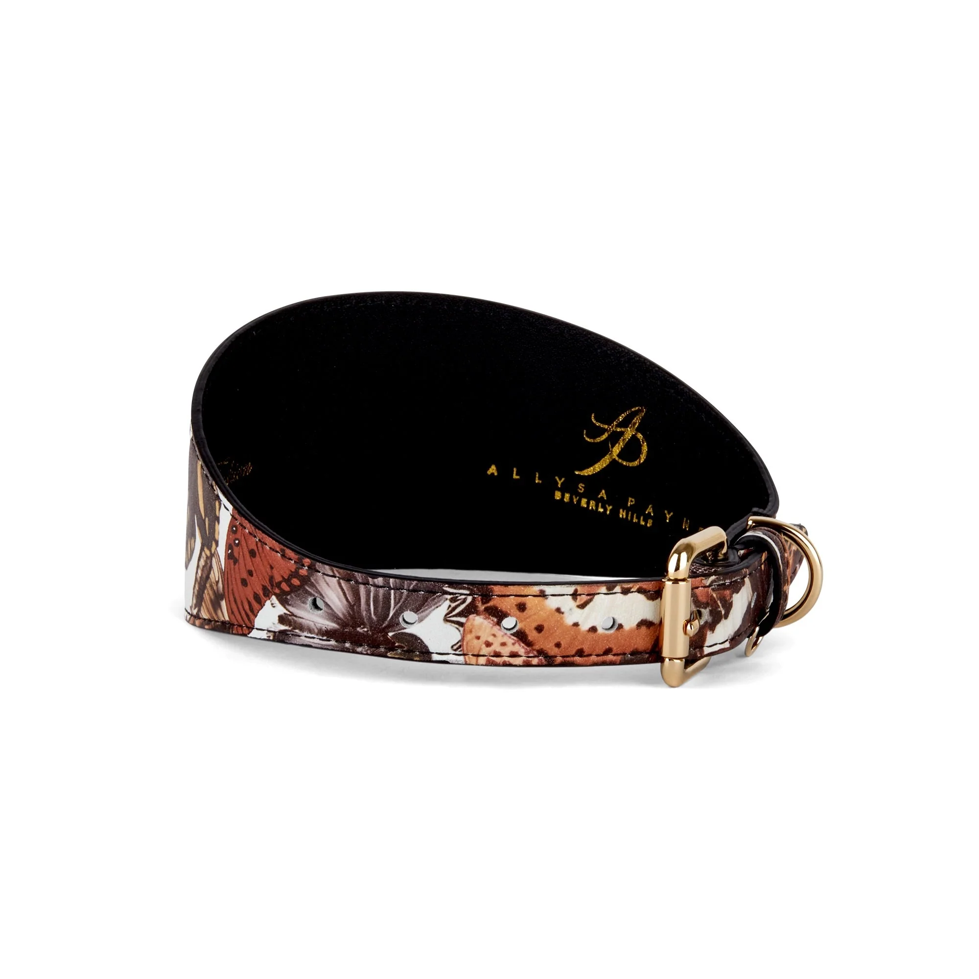 Butterfly Print Italian Leather 3” Wide Style Collar - Image 2
