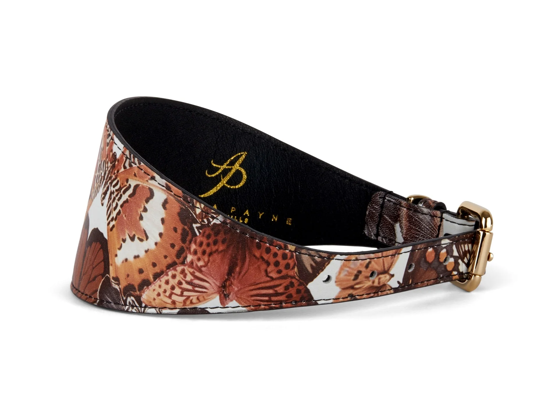 Butterfly Print Italian Leather 3” Wide Style Collar - Image 2