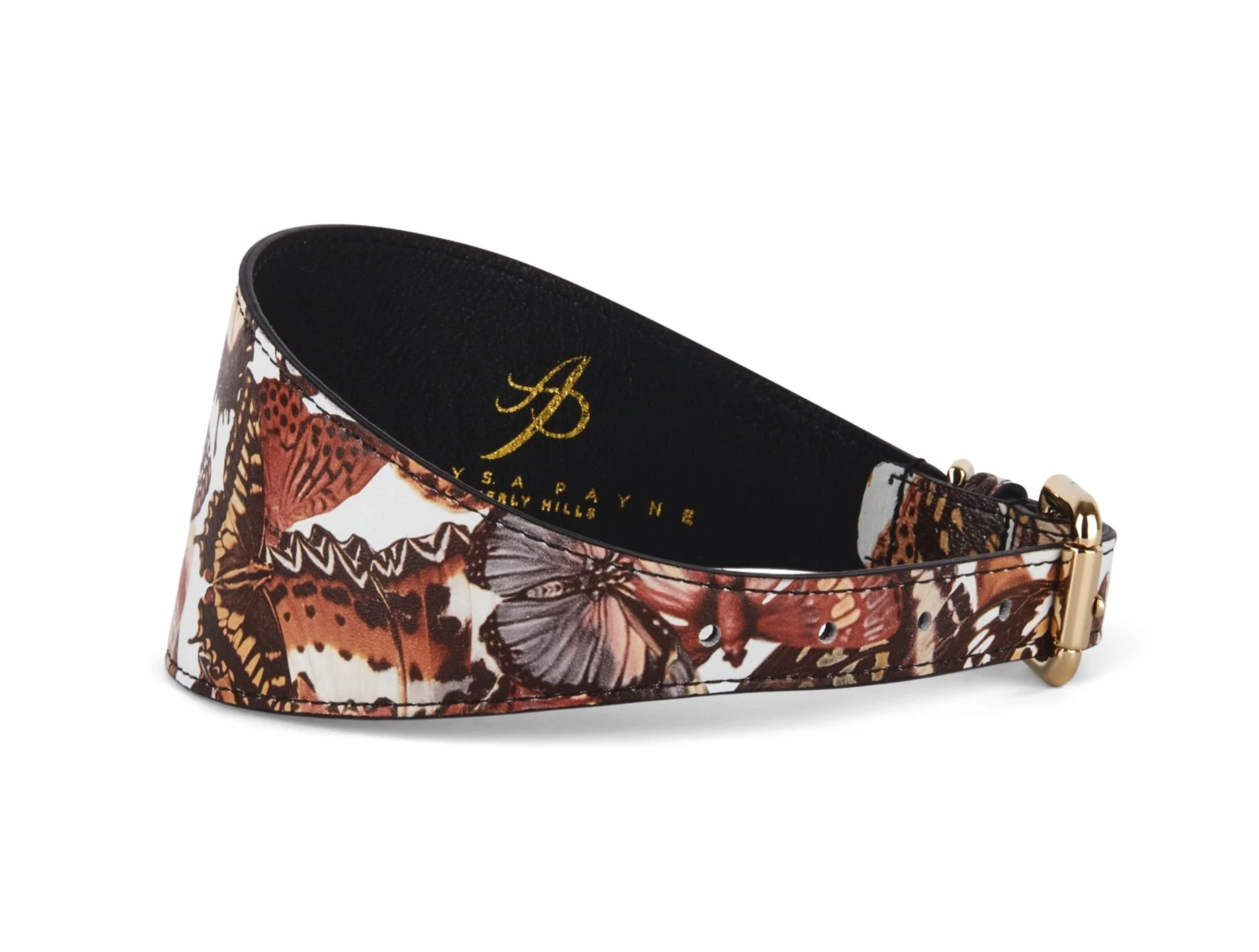 Butterfly Print Italian Leather 3” Wide Style Collar - Image 3