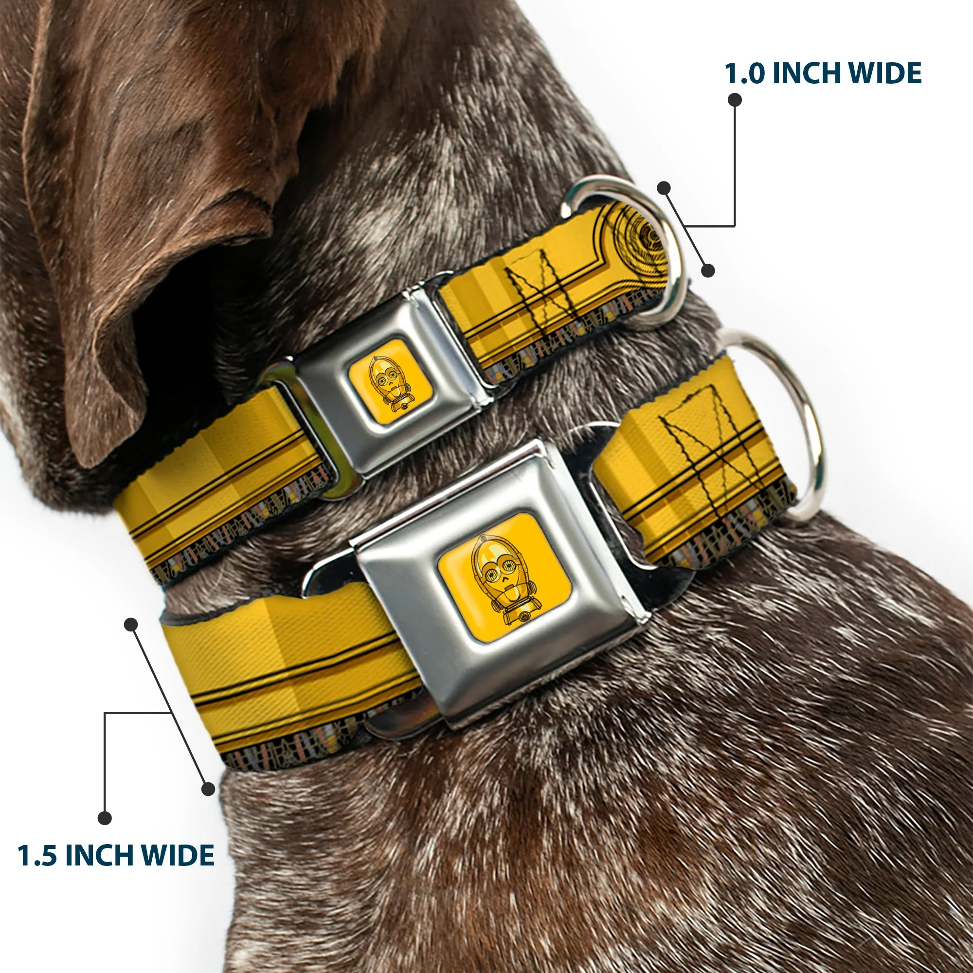 C3-PO Face Full Color Yellows/Black Seatbelt Buckle Collar - Star Wars C3-PO Wires Bounding2 Yellows/Black/Multi Color - Image 2