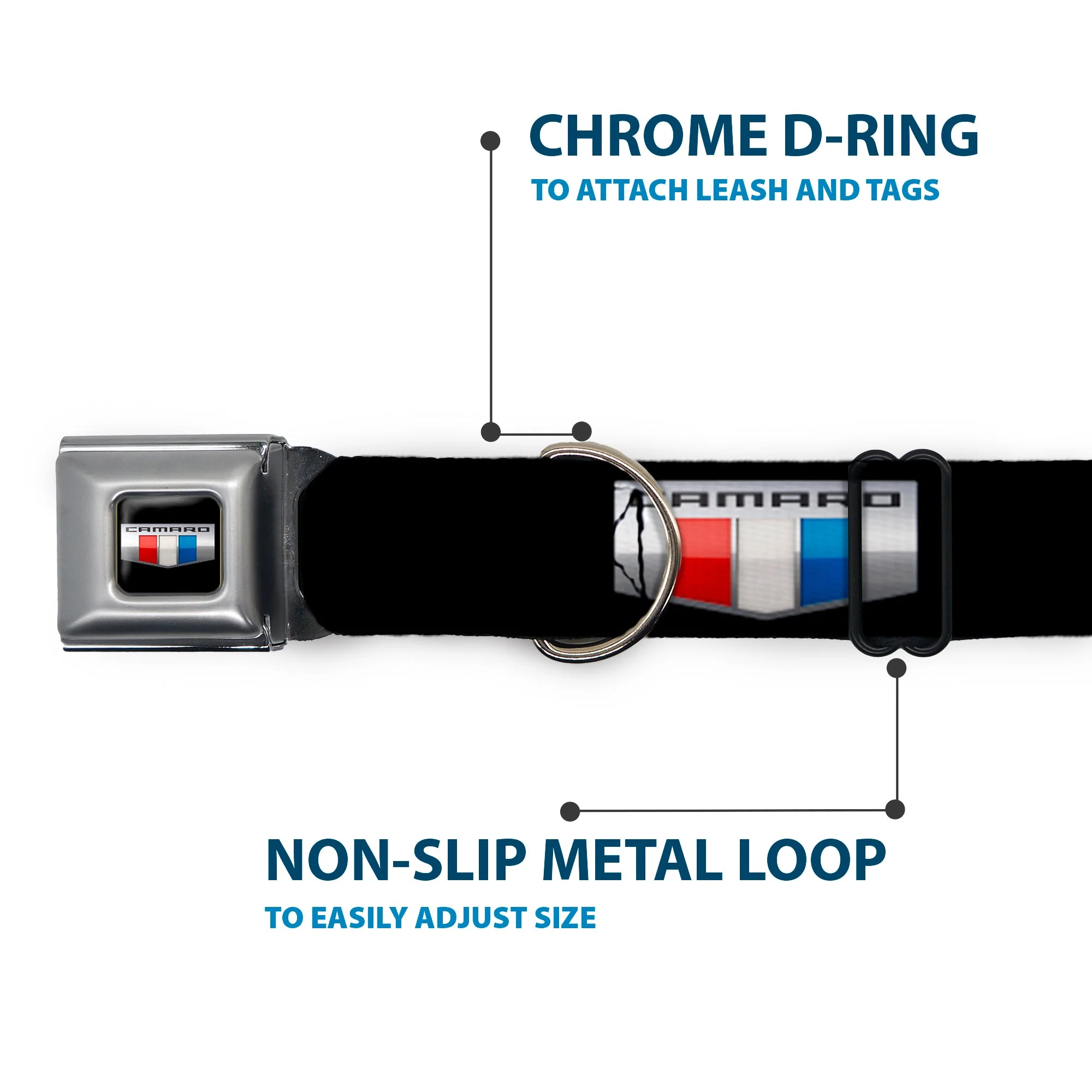 CAMARO Six Badge Full Color Black Silver Red White Blue Seatbelt Buckle Collar - CAMARO Six Badge Black/Silver/Red/White/Blue - Image 5